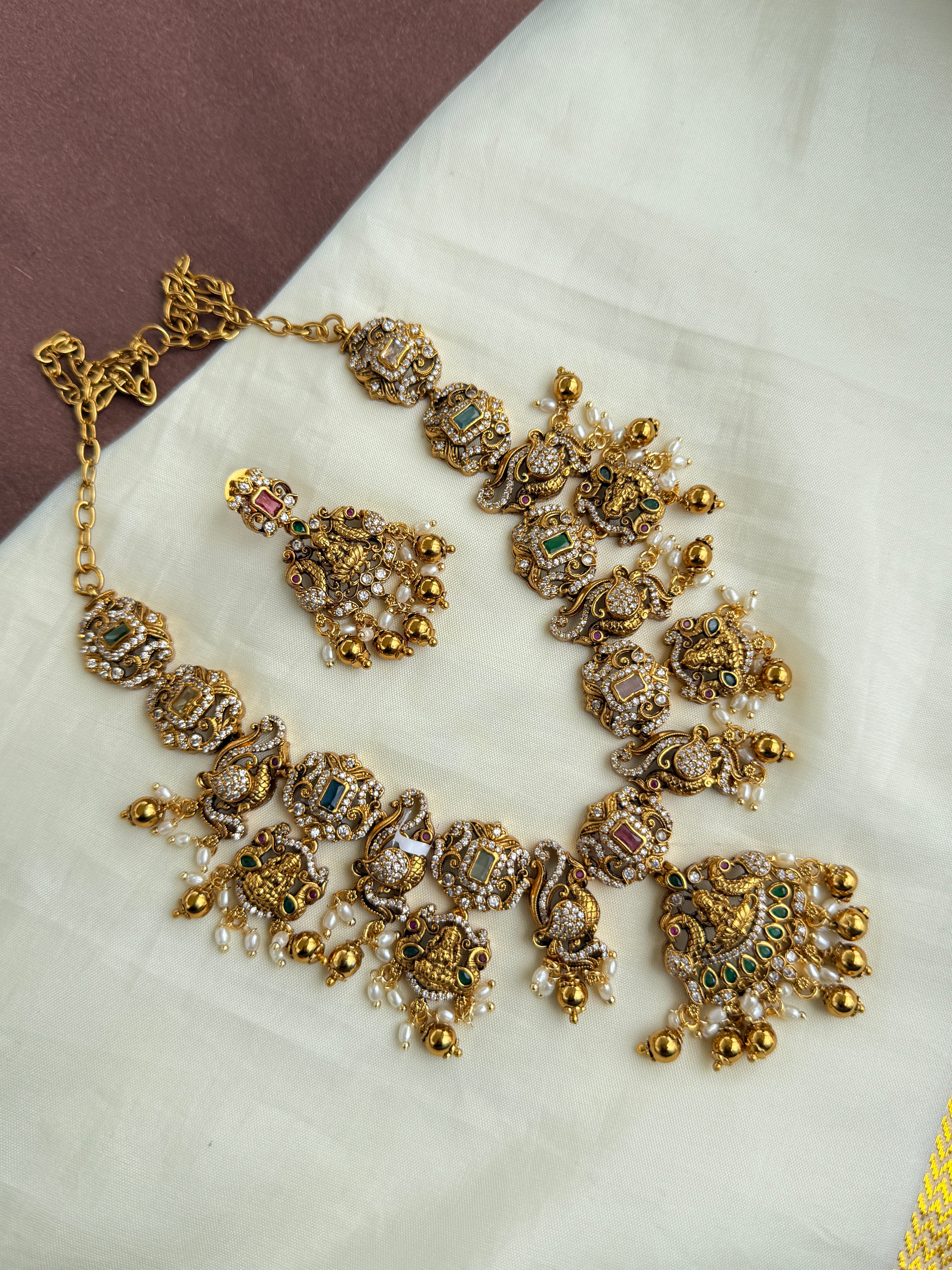 Ns301 cz Lakshmi Devi neckset