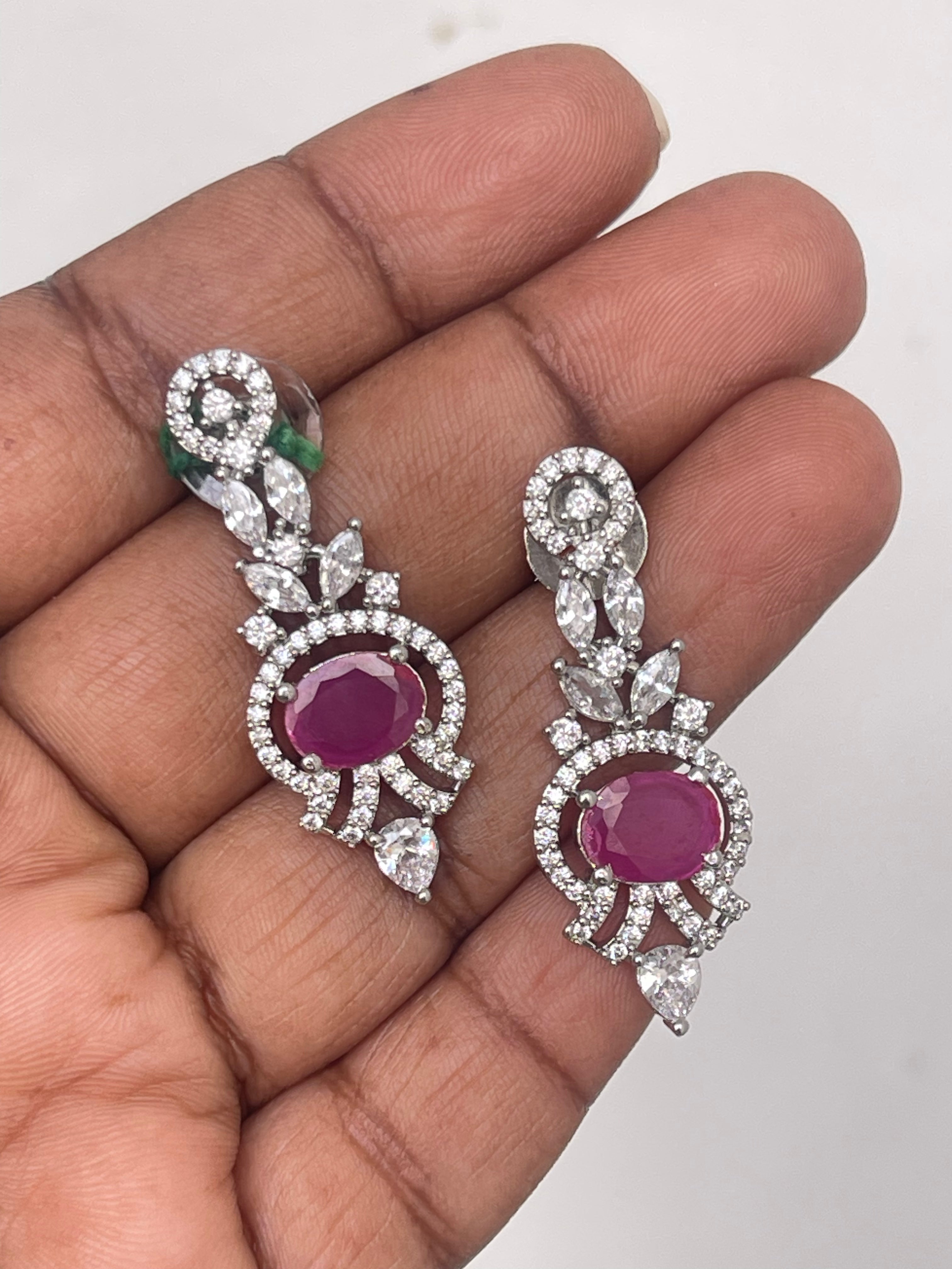 Diamond finish earrings in 2 colors