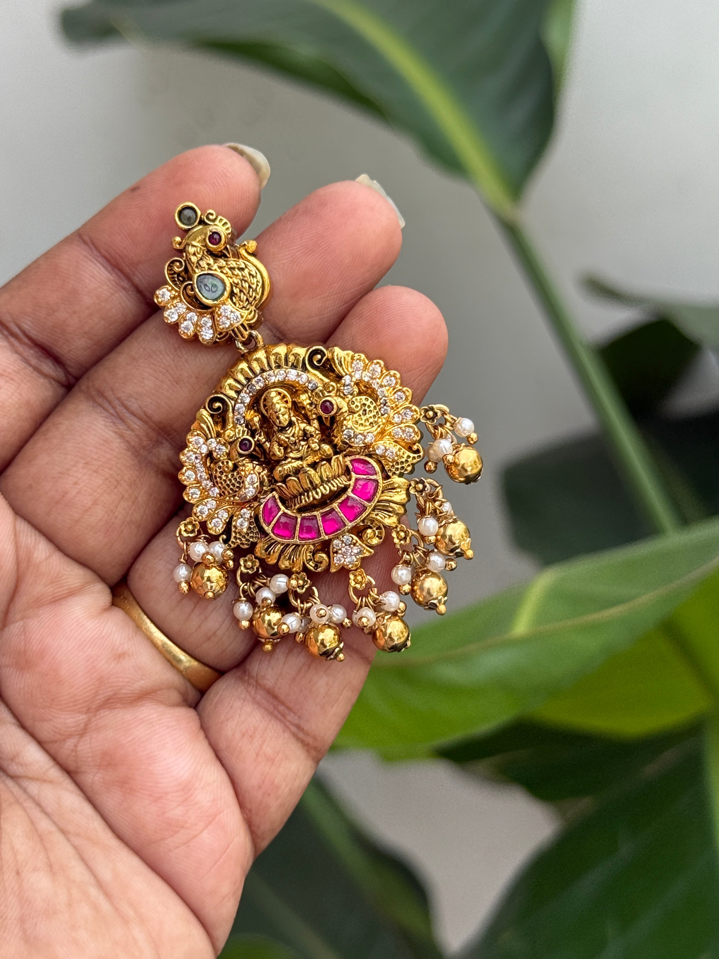 Er80 jadau kundan lakshmi devi Earrings