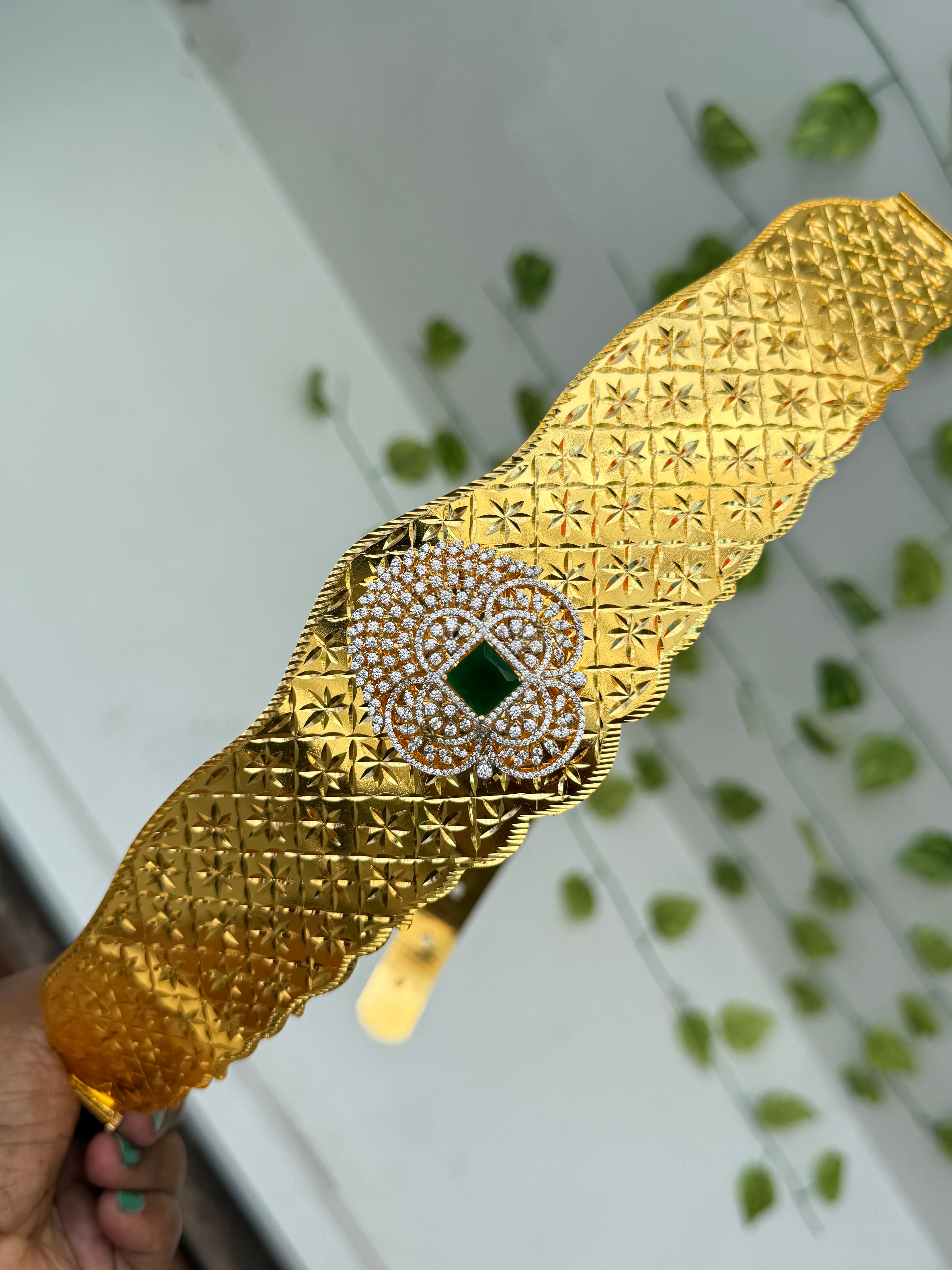 Hb708 diamond replica green stone textured adults hipbelt