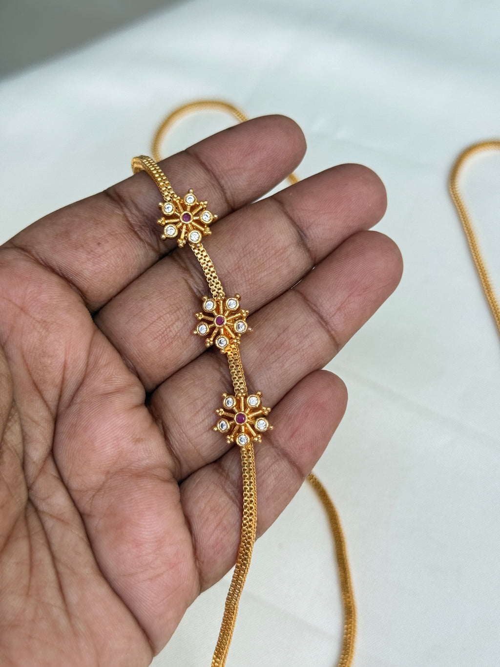 Tc020 24 inches 3 flower mangalsutra chain