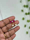 PH053 panchaloham backscrew pearl hanging Earrings