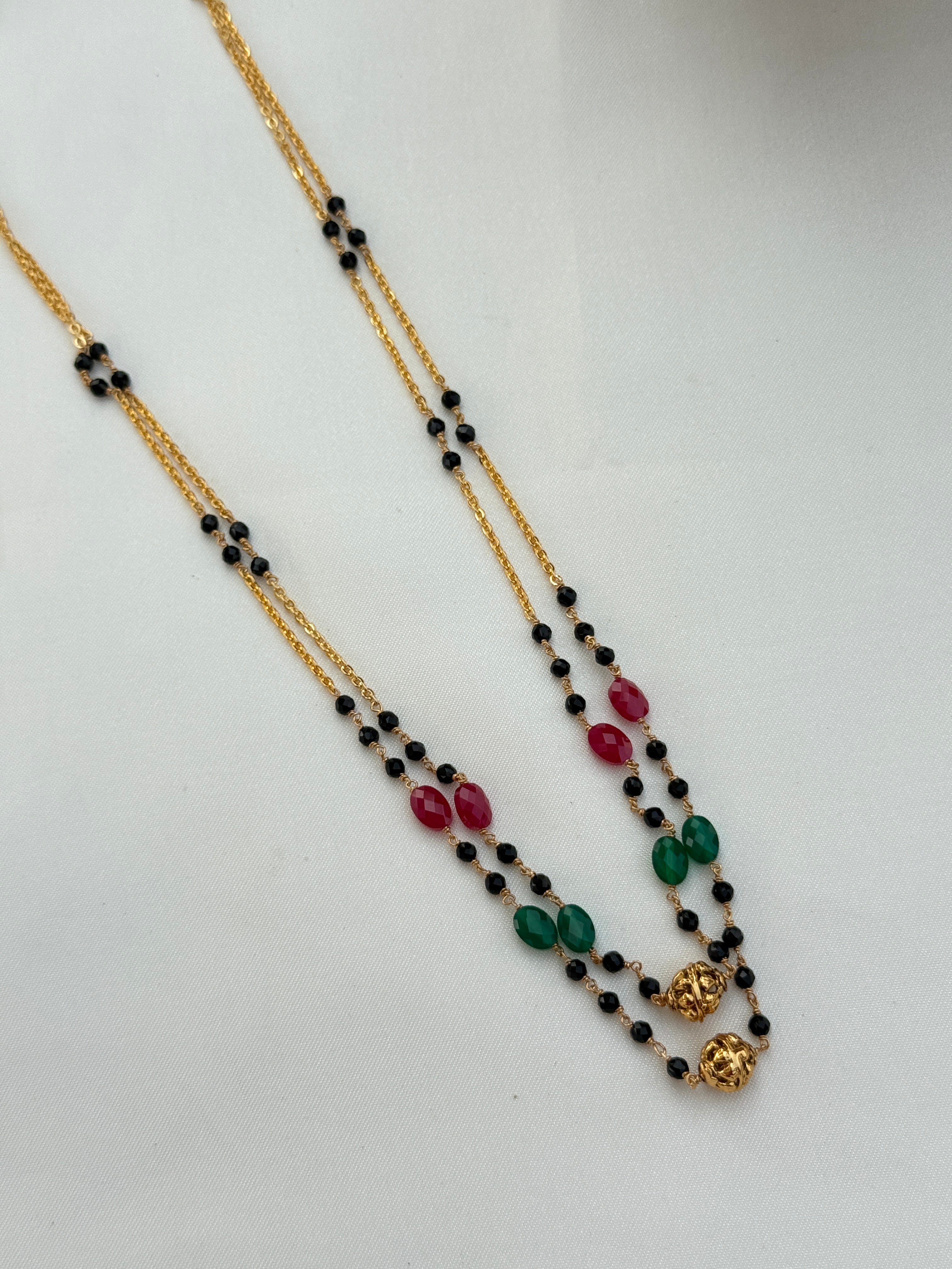 Bb036 2 layers multi short blackbeads