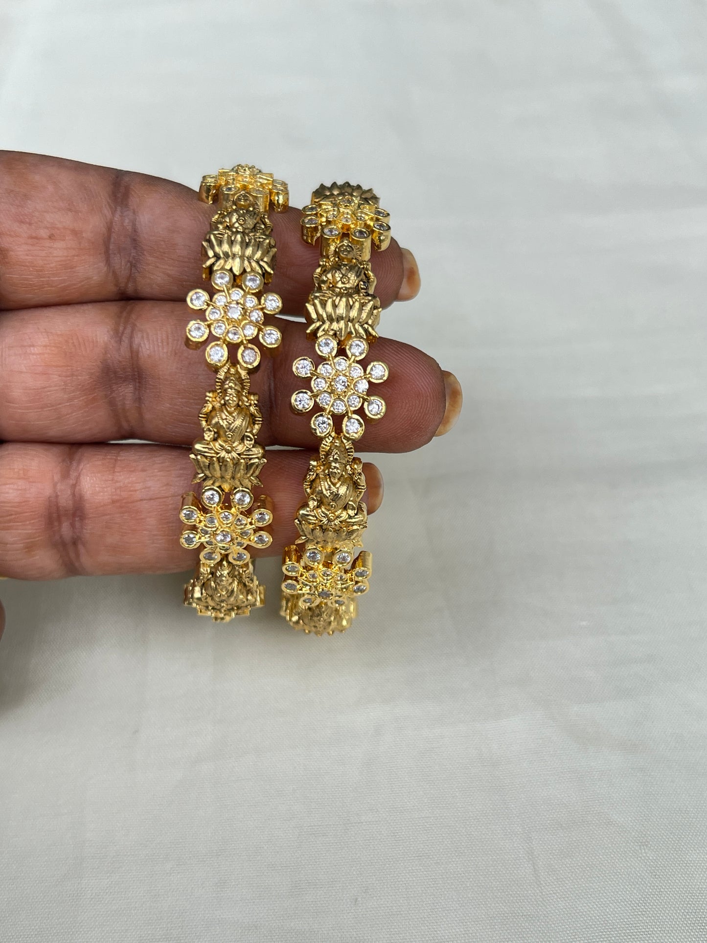 lakshmi devi cz bangles in white and ruby Bg1551 sb517