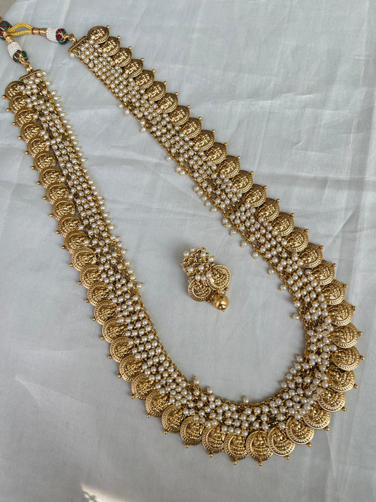 Premium antique lakshmi kasulu pearl haram