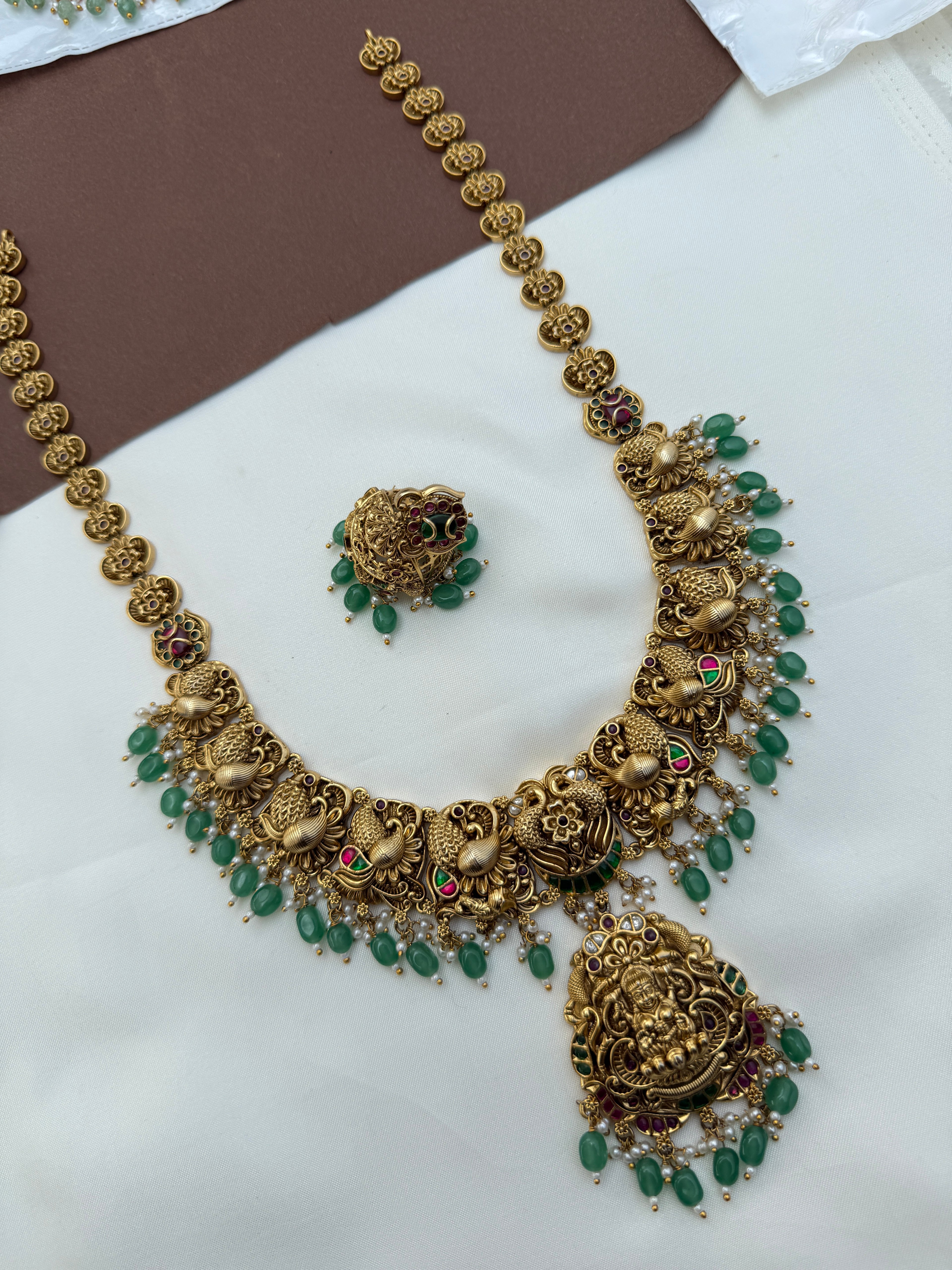 Lh580 jadau kundan nakshi lakshmi devi long haram