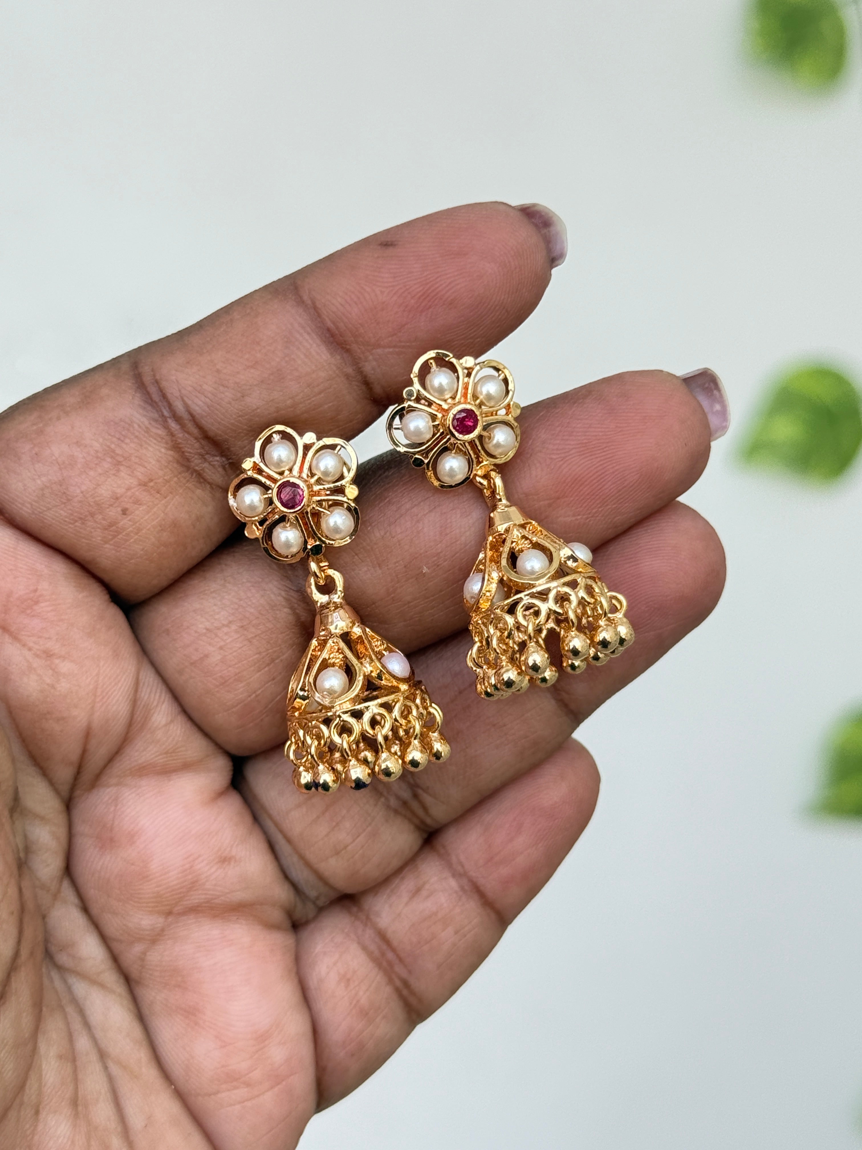 Ph368 panchaloham pearl butta earrings