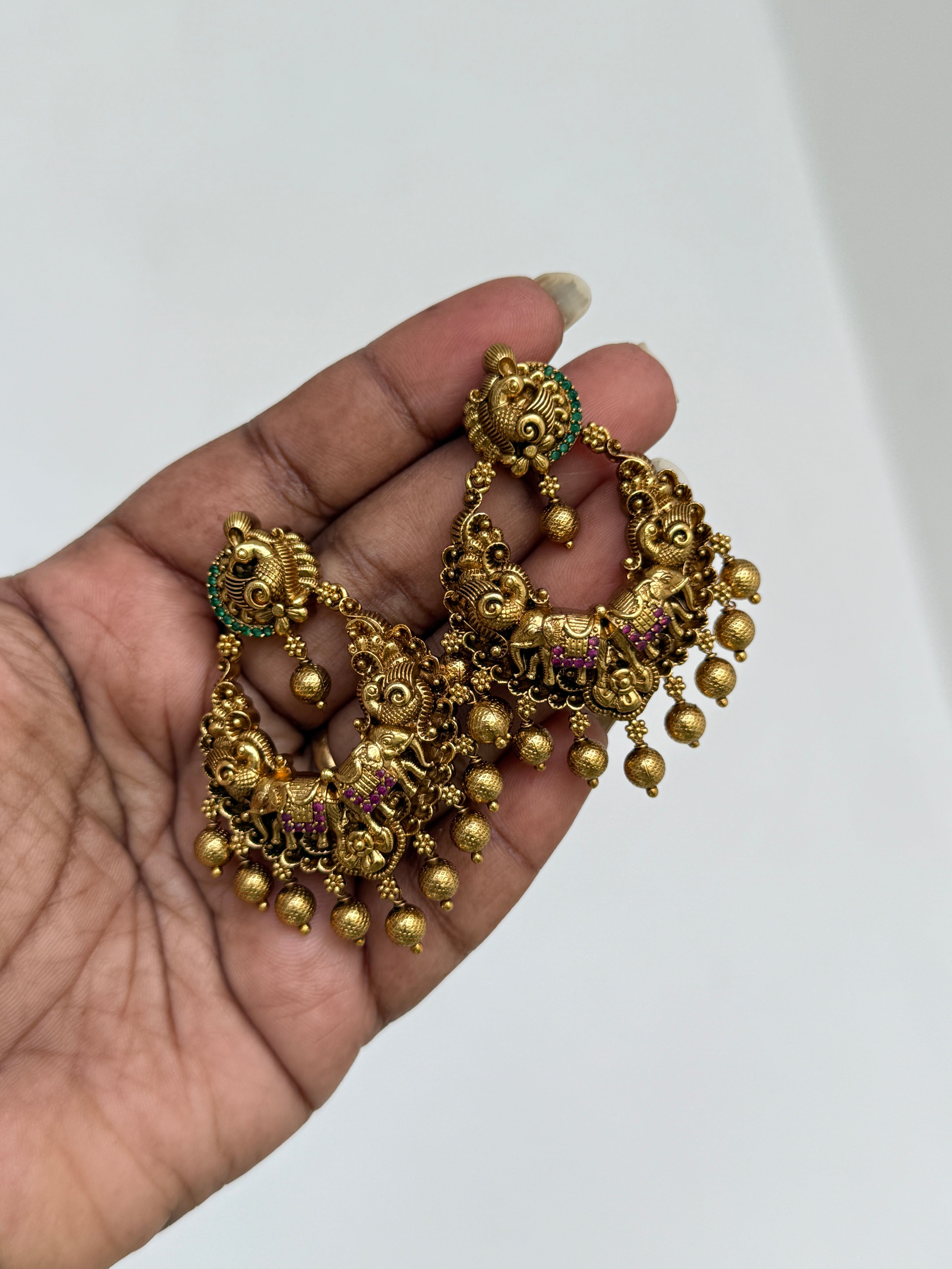 Er138 nakshi chandbali gold ball earrings