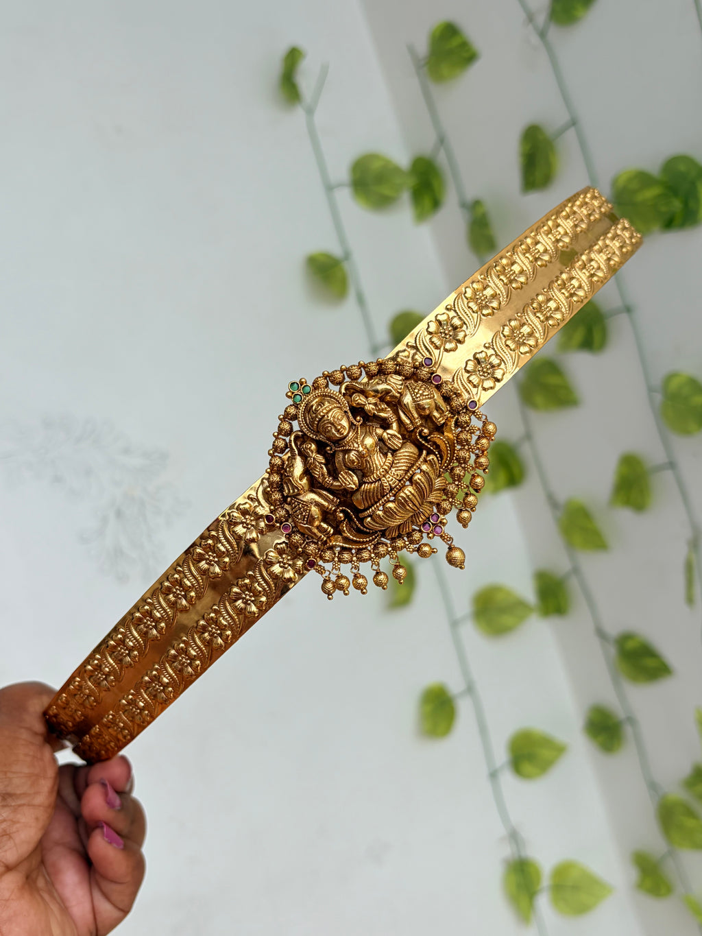 Lakshmidevi flower design elephant with gold balls adults hipbelt hb800