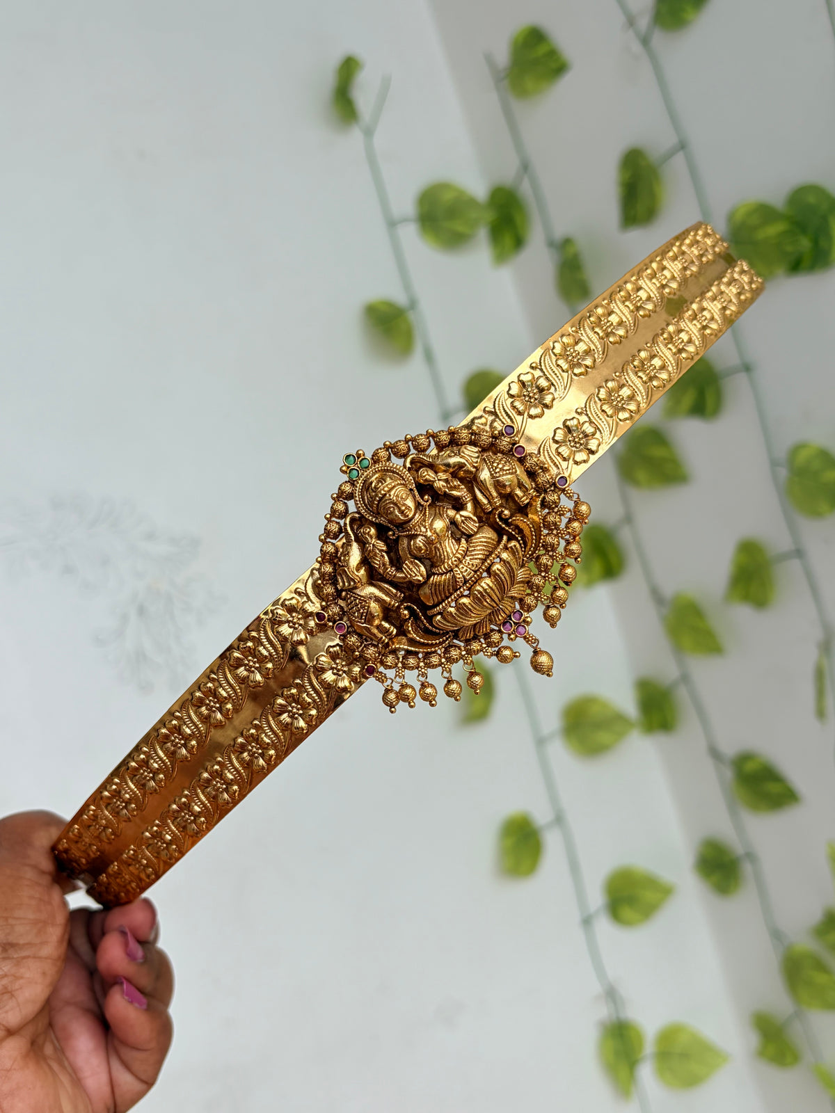Lakshmidevi flower design elephant with gold balls adults hipbelt hb800