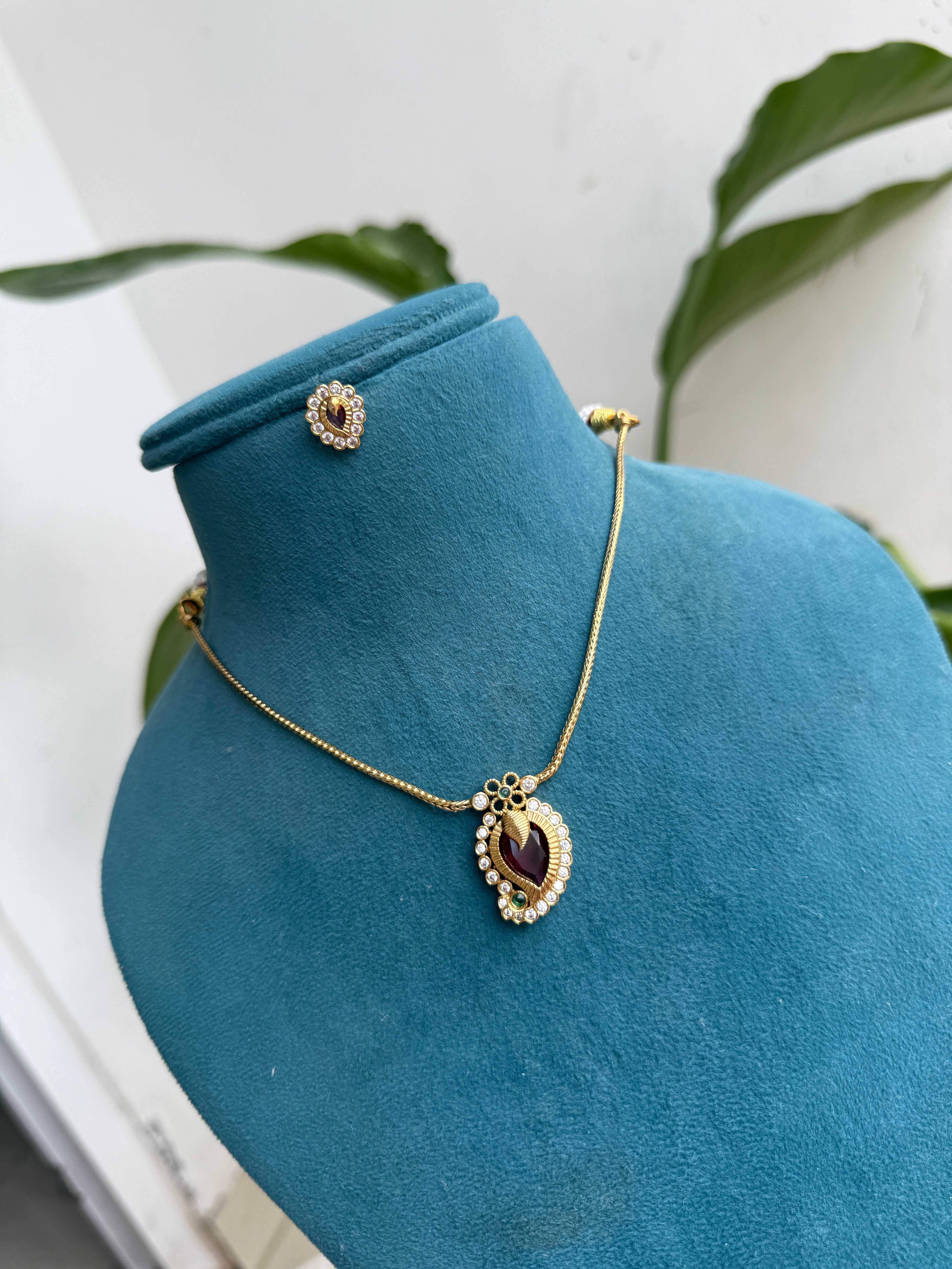 Ns461 mango simple pendant neckset with studs