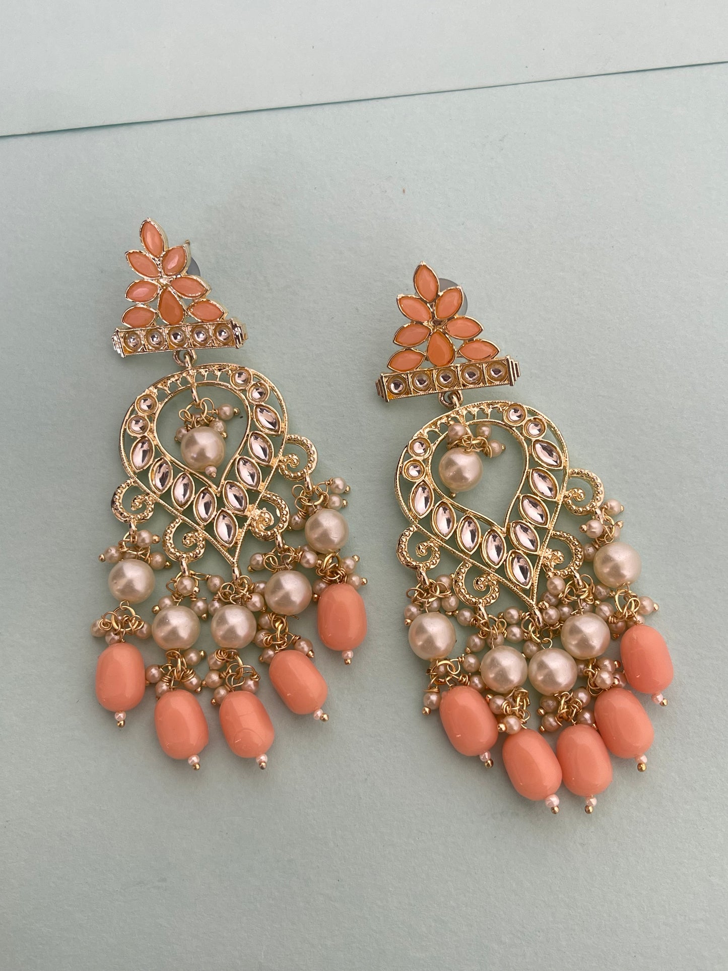 Lightweight beads hanging chandbali earrings