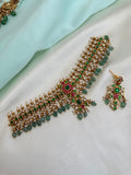 Emerald Kundan neckset with green beads earrings ns282