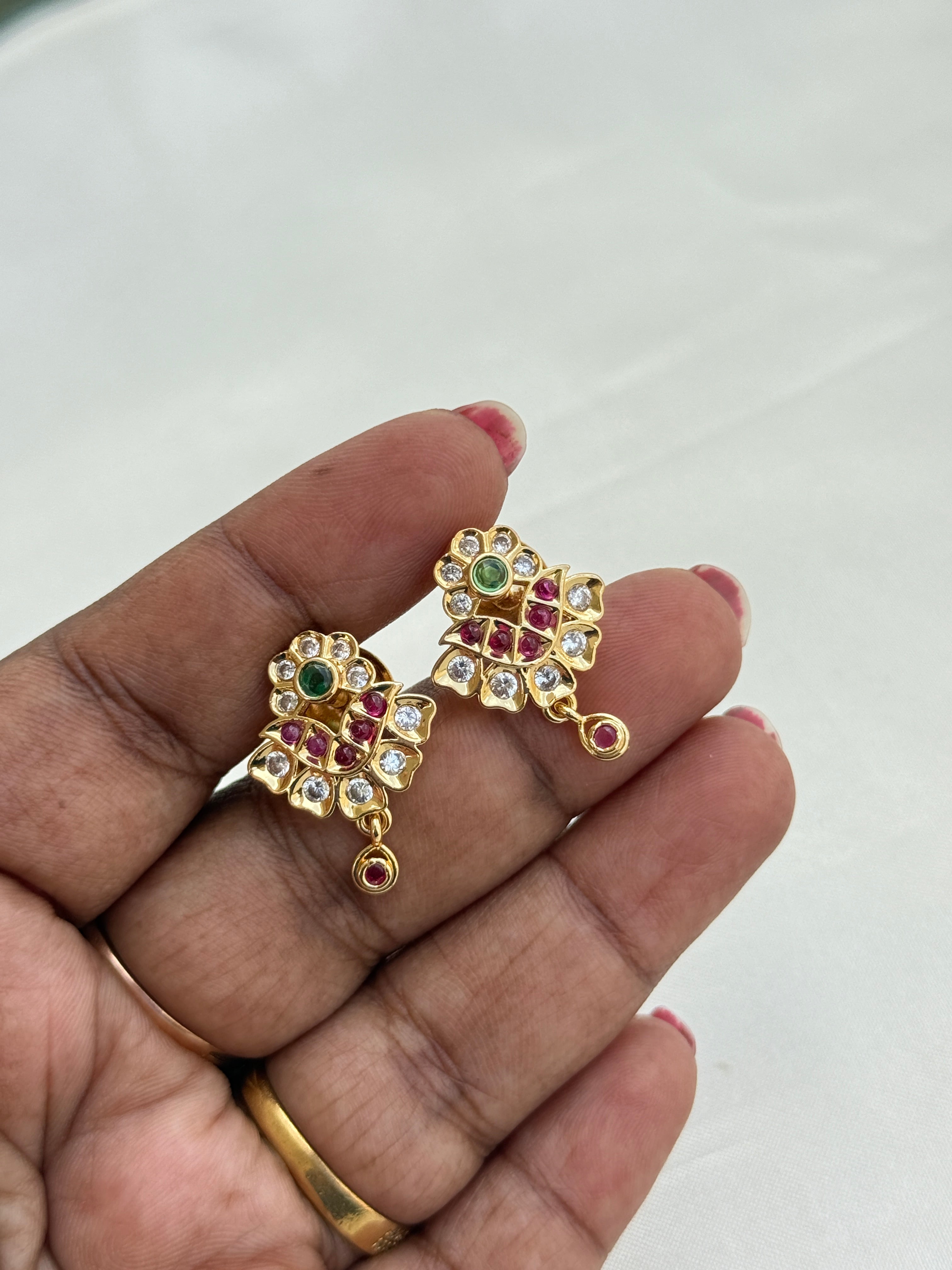 Panchaloham Multi stones small hanging back screw earrings ph804