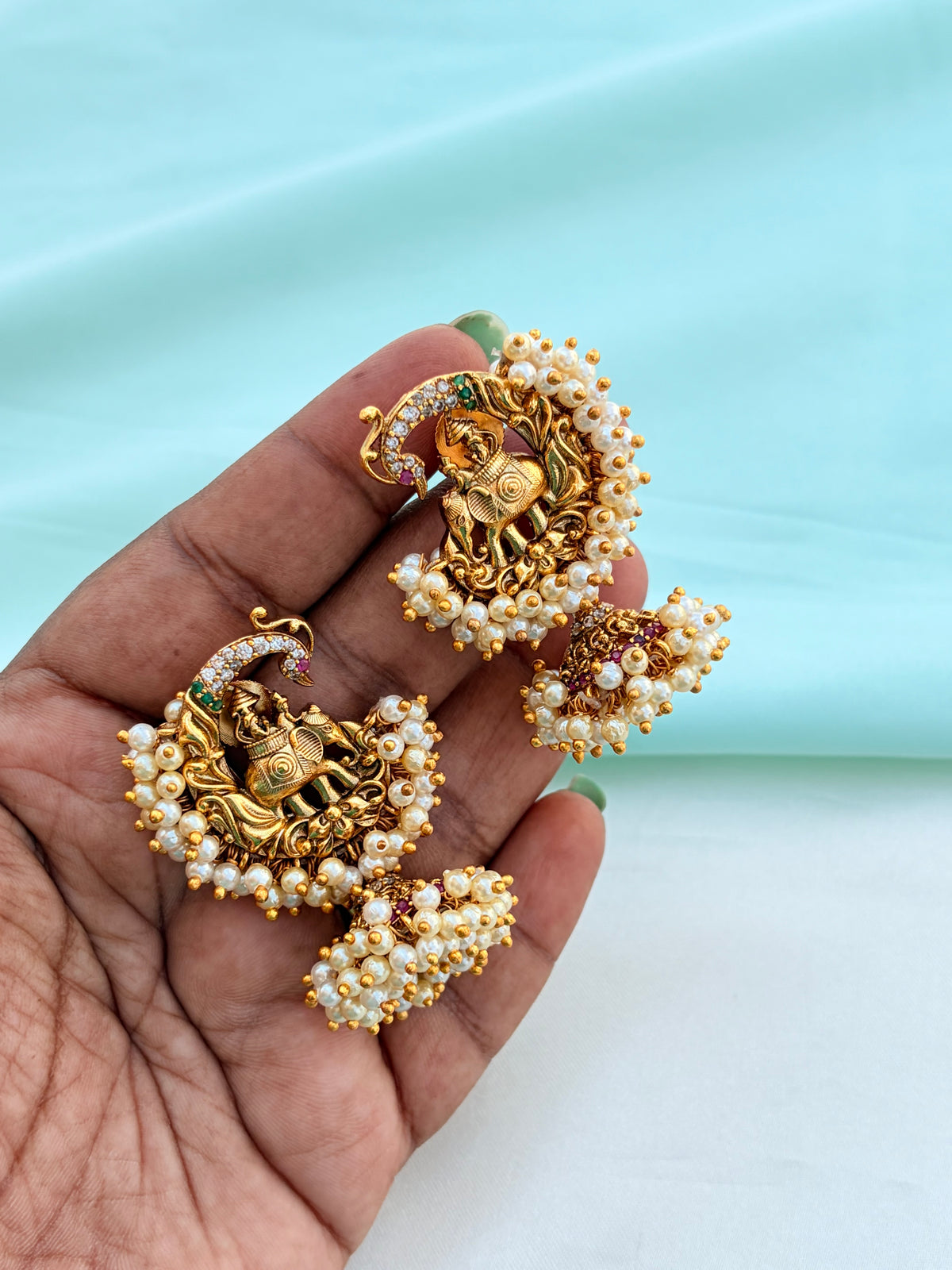 Elephant design pearls butta earrings Er962