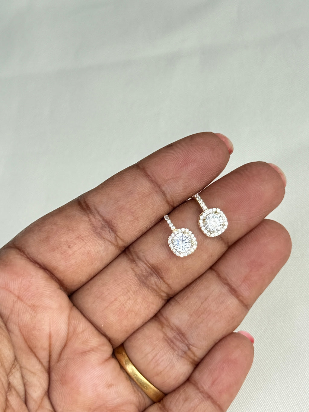 Se002 92.5 silver hallmark square hanging earrings