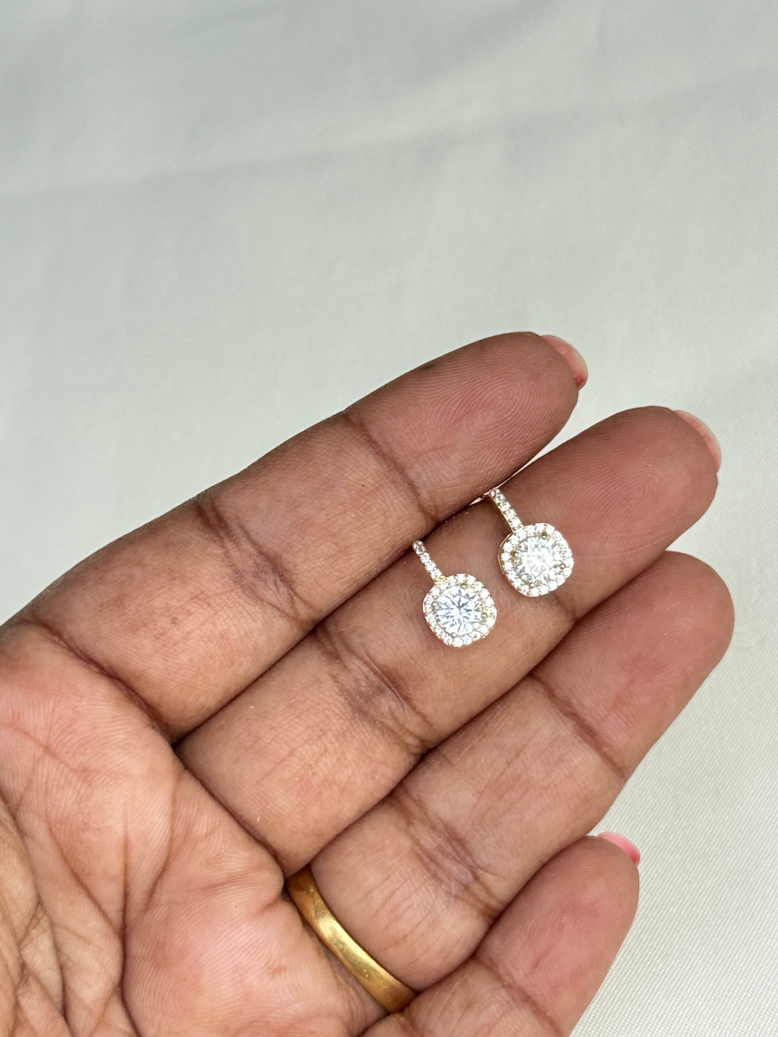 Se002 92.5 silver hallmark square hanging earrings