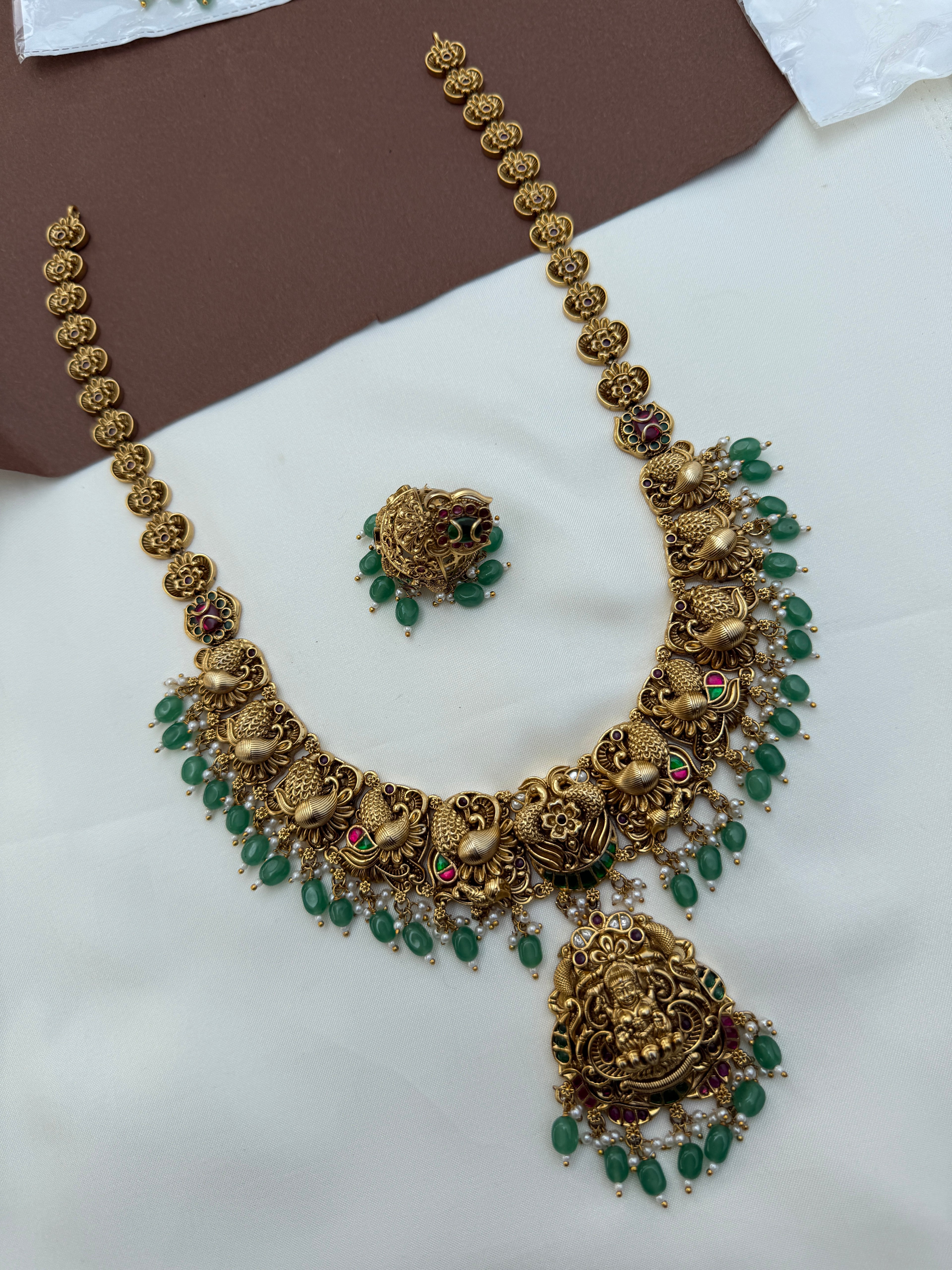 Lh580 jadau kundan nakshi lakshmi devi long haram