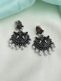 Er208 oxidised chandbalis back push earrings