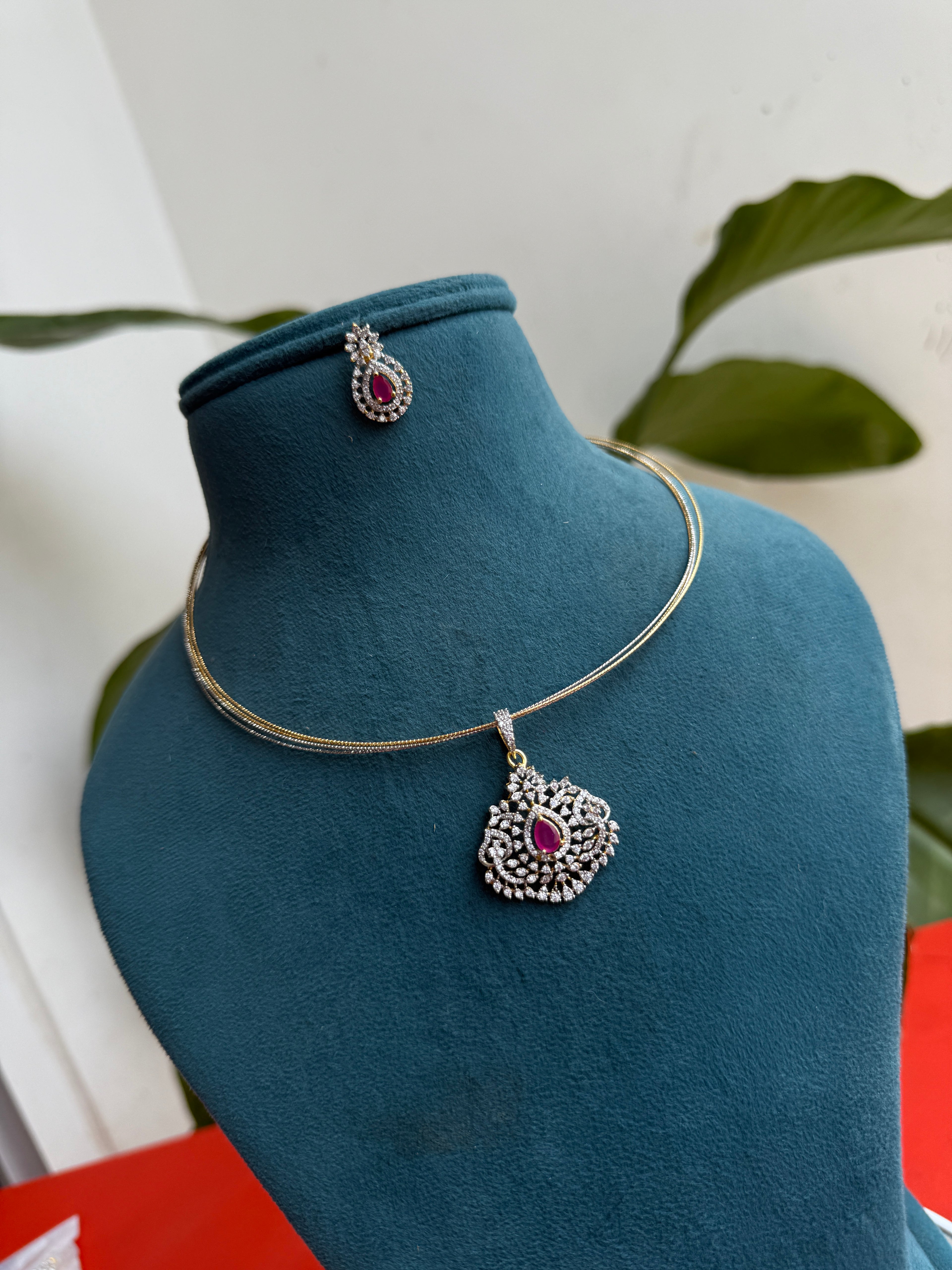 Hs003 gold silver hasli with diamond finish pendant