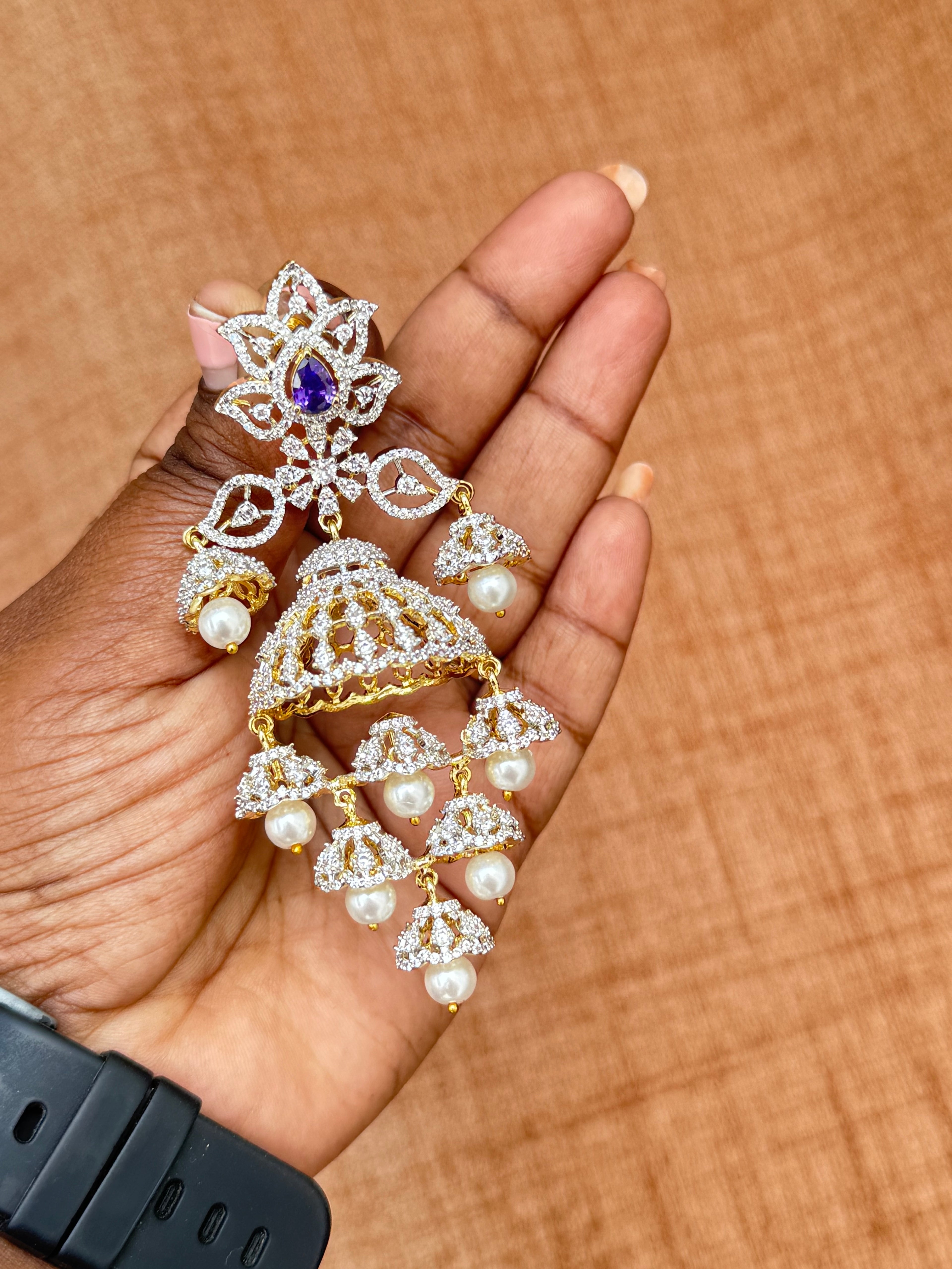 Purple diamond finish earrings df500