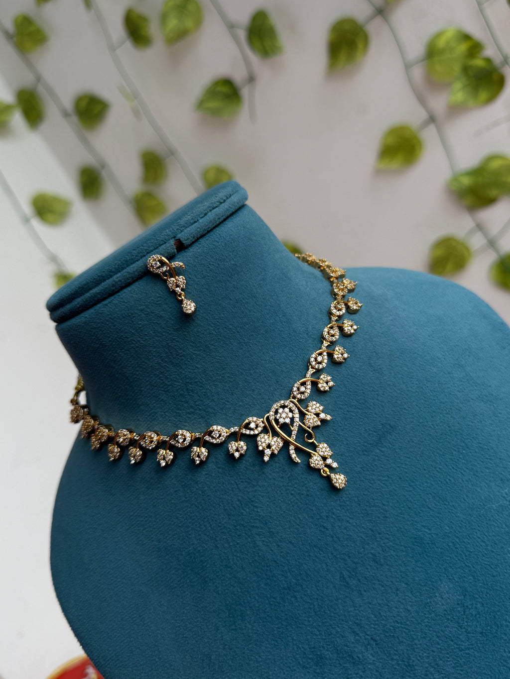 Flower design choker neckset with earrings ns276