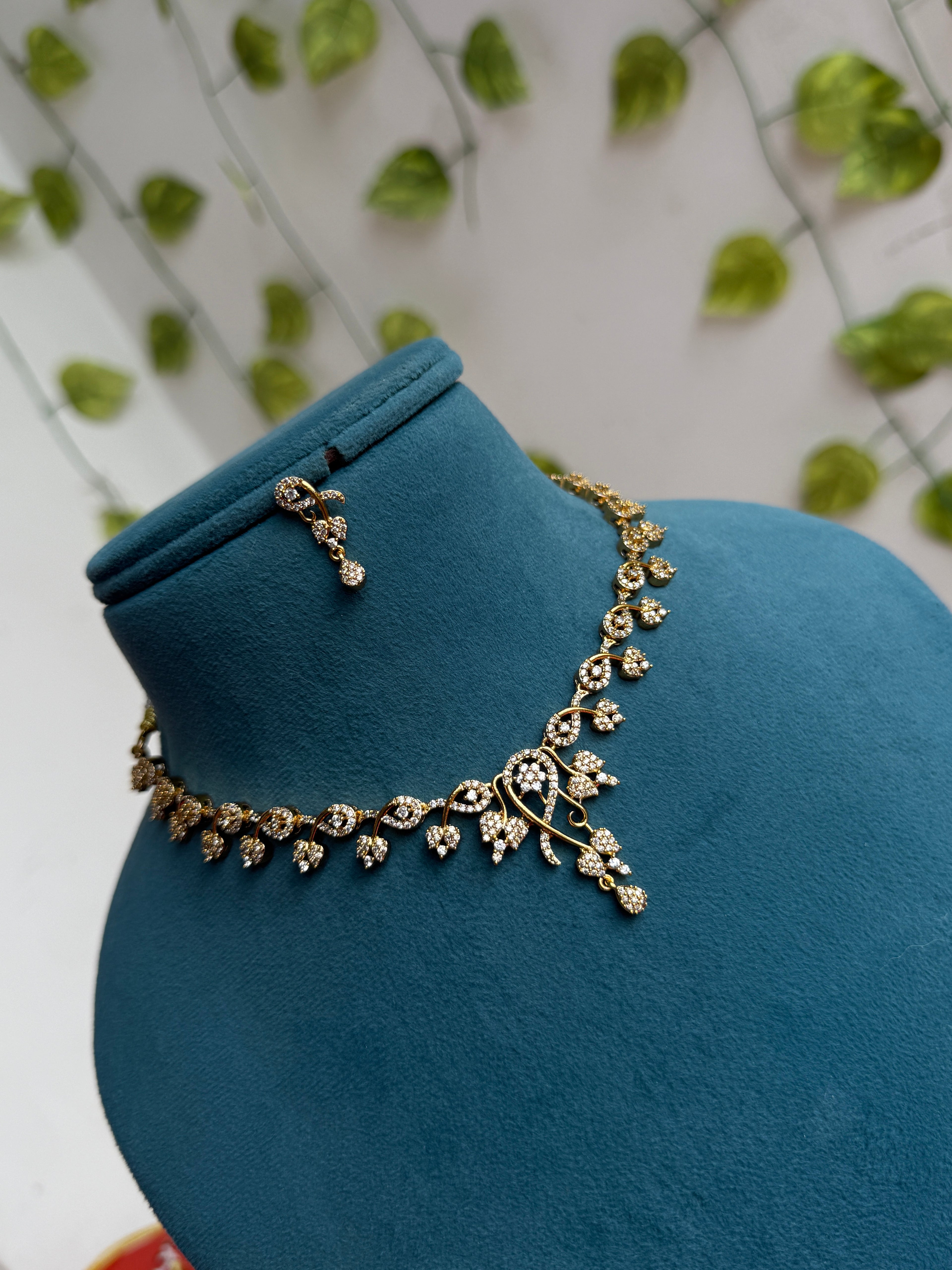 Flower design choker neckset with earrings ns276