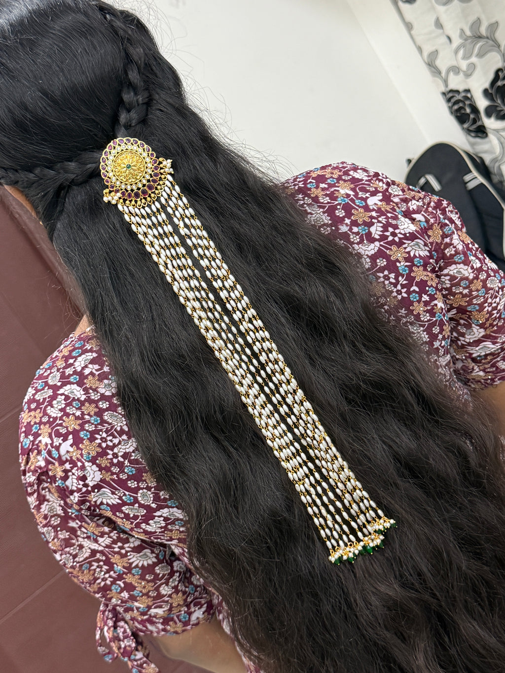 Royal kemp stones and Pearl with green beads jada billa jd011