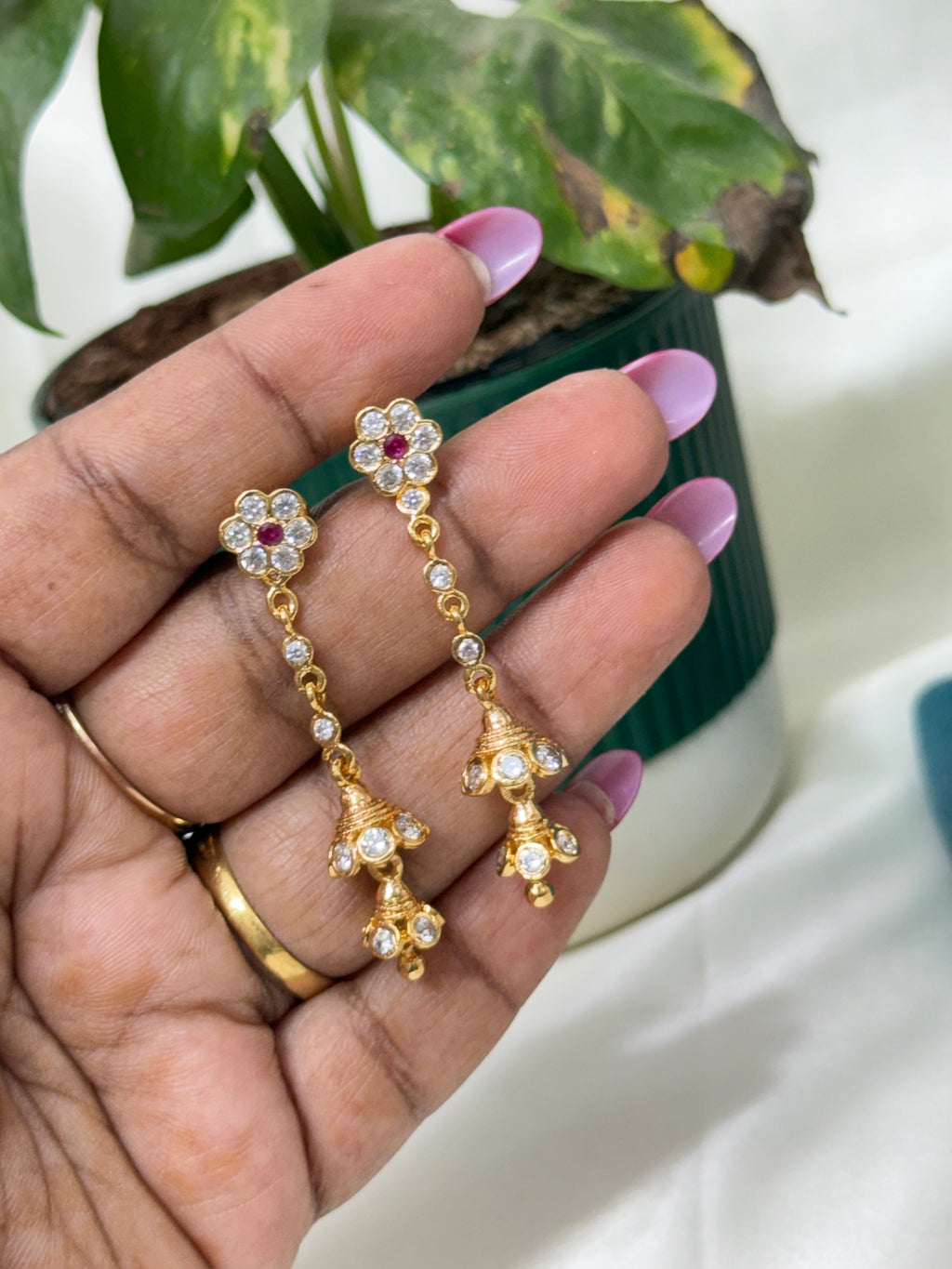 Ph372 panchaloham double butts hanging earrings