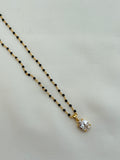 BB044 single line 18 inches white stone pendant Black Beads