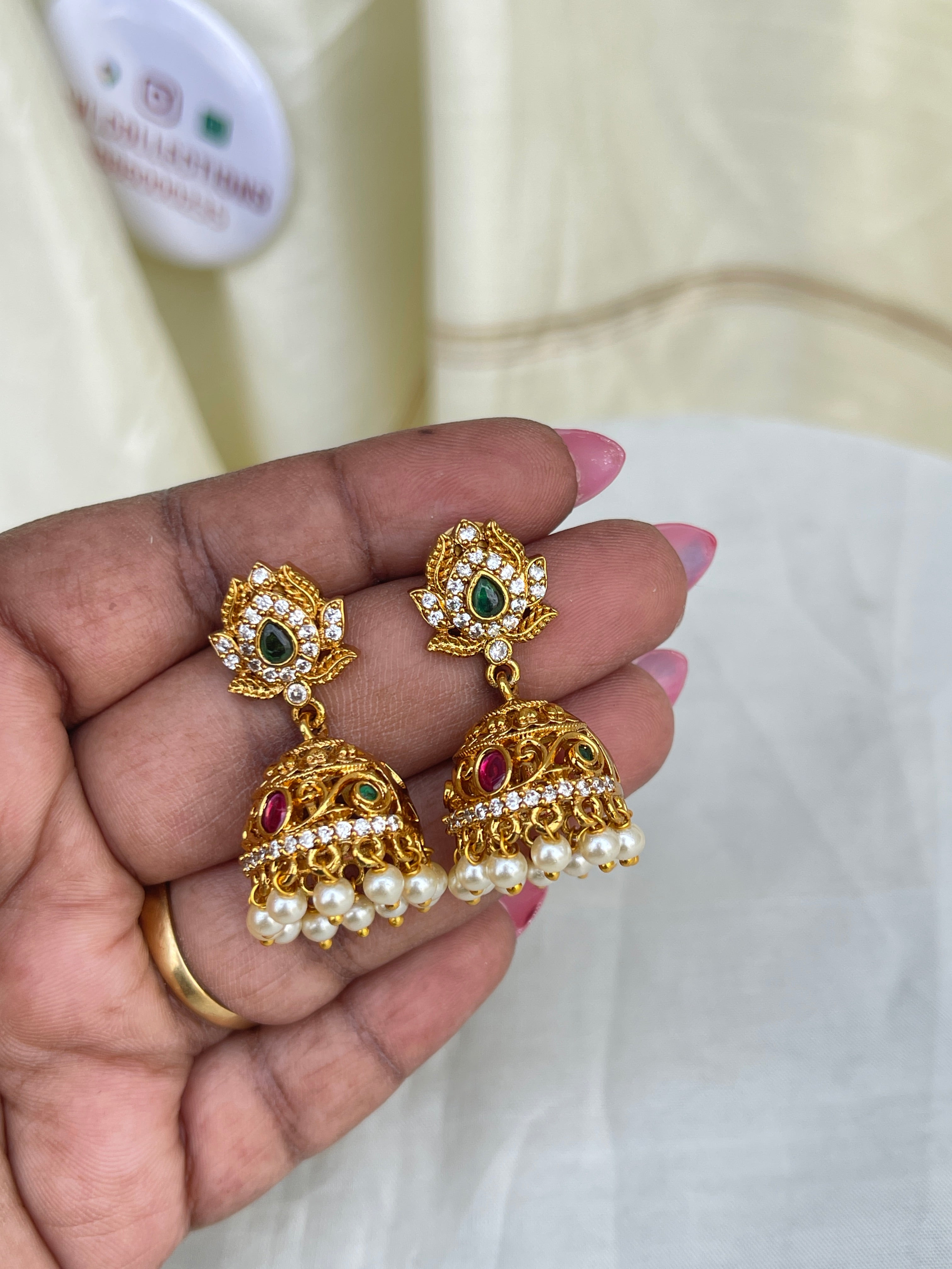 Multi lotus traditional butta Earrings
