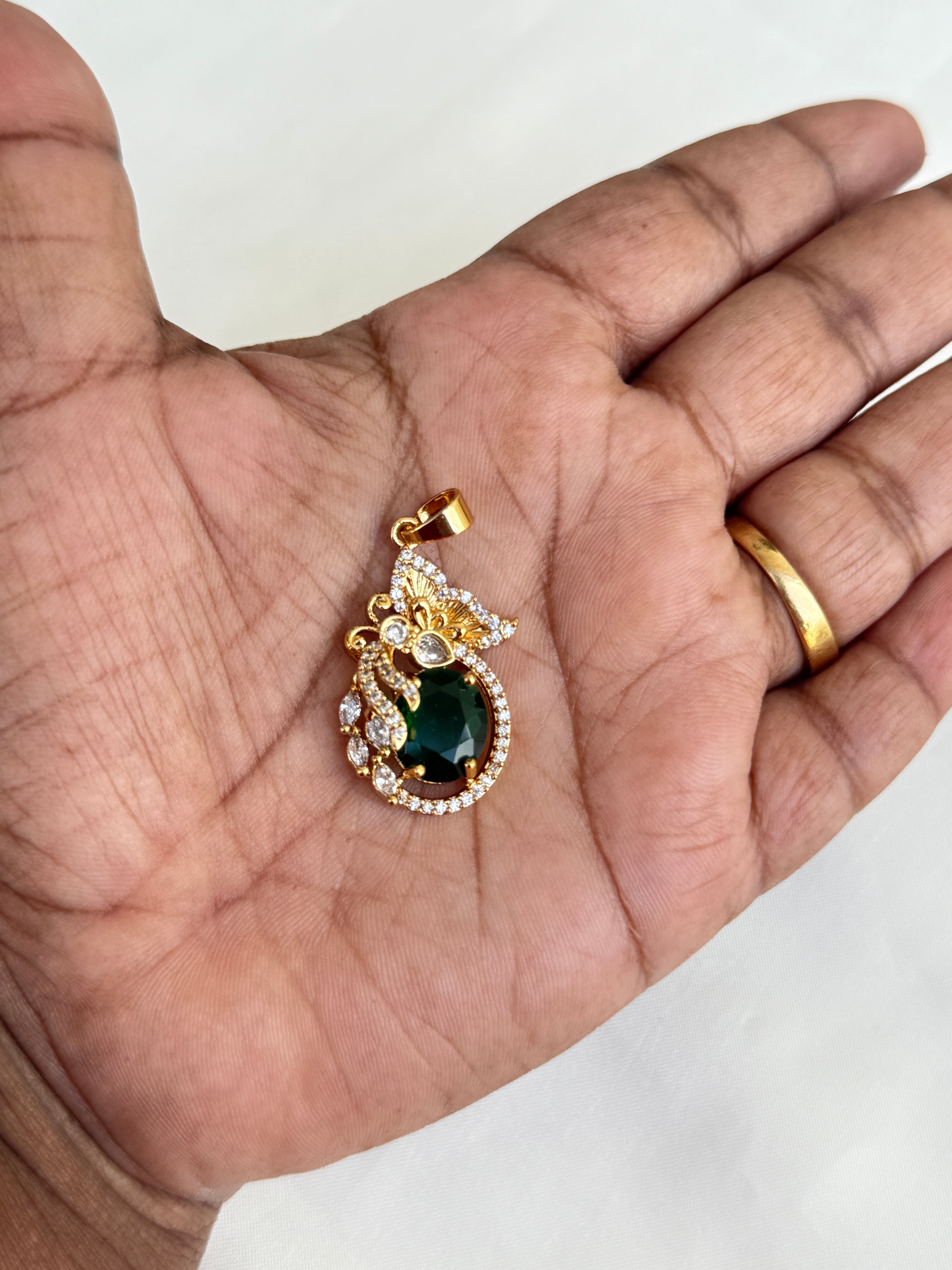 L007 Butterfly emerald pendant