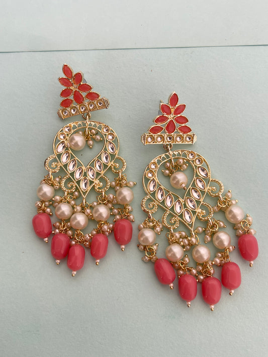 Lightweight beads hanging chandbali earrings