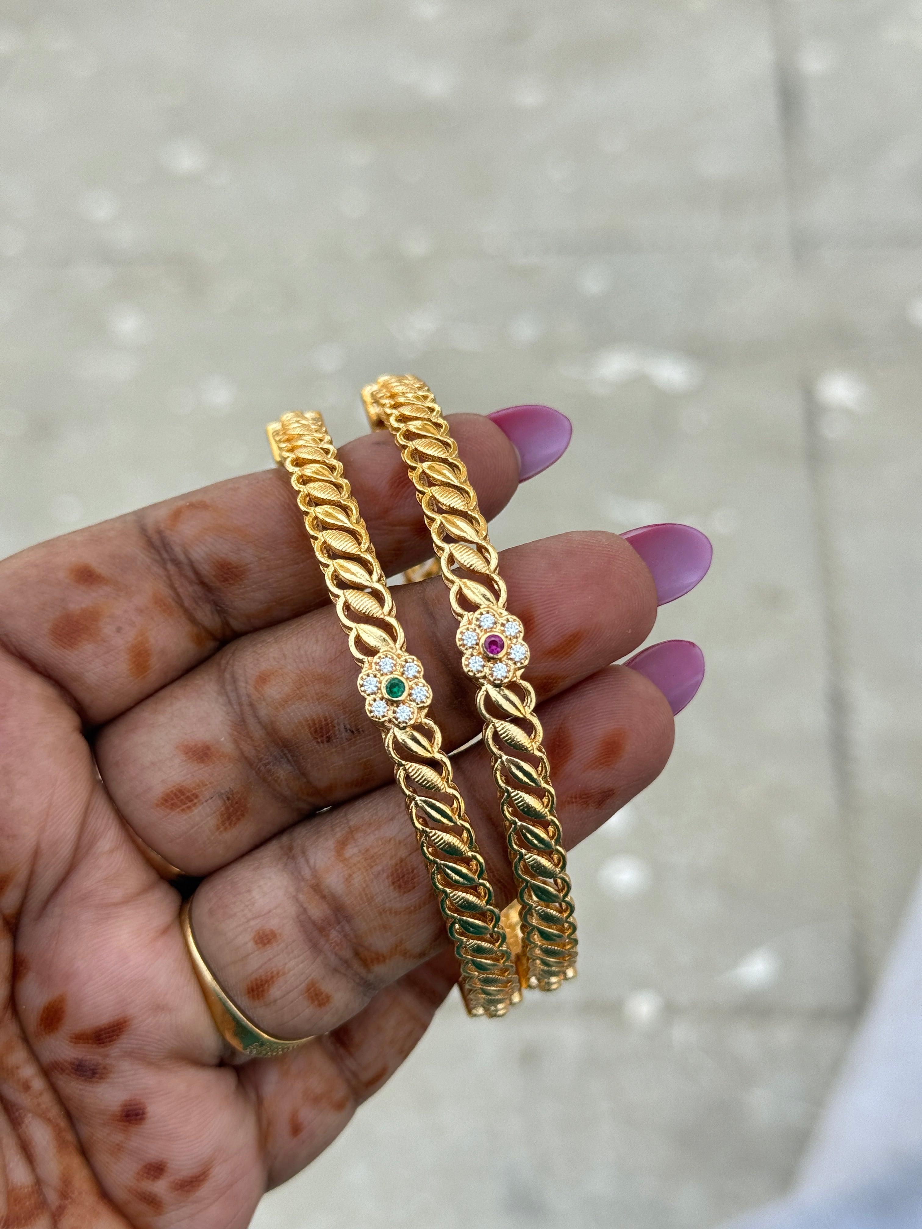 Sb618 micro gold flower bangles