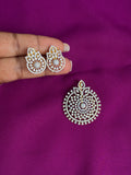L032 diamond leaf stones design pendant with studs
