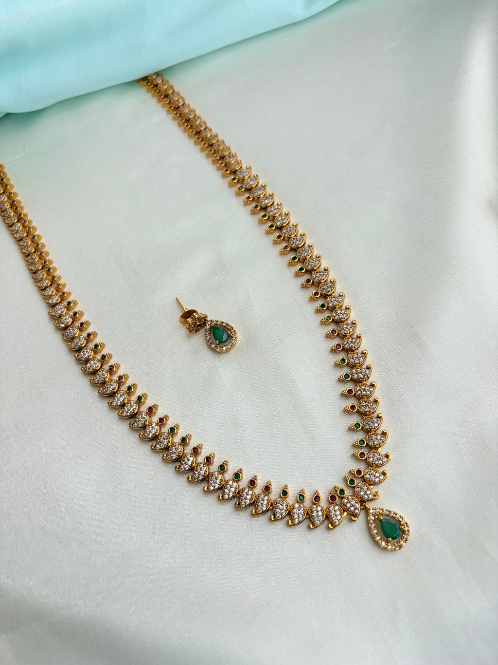 Mango type Long haram with Earrings Ns927