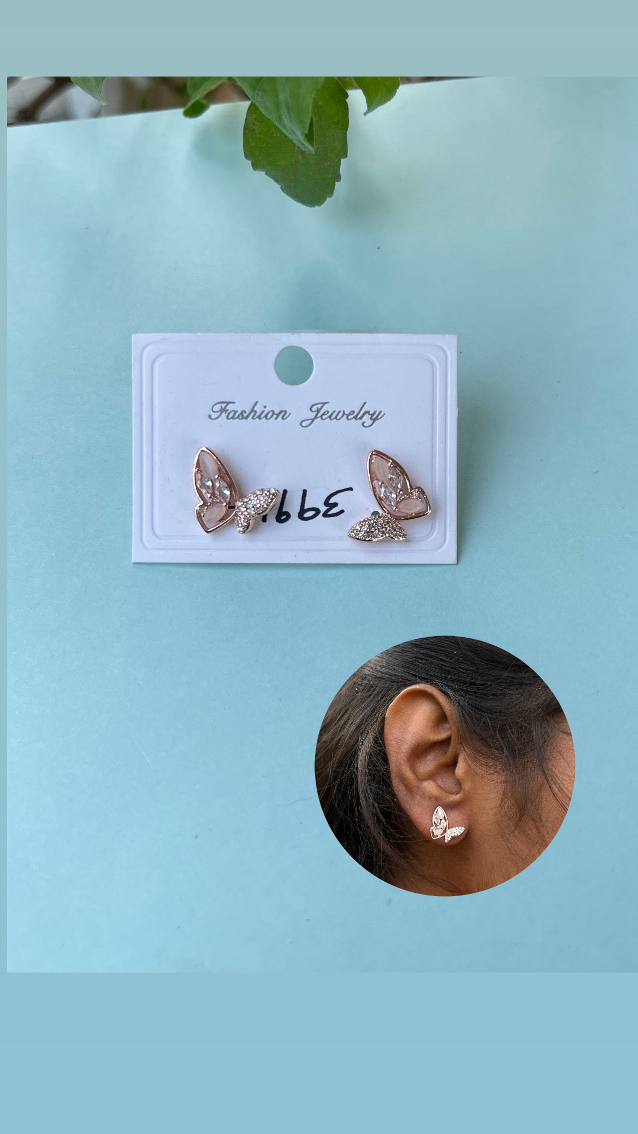 Butterfly studs in 2 Colors silver, rose-gold