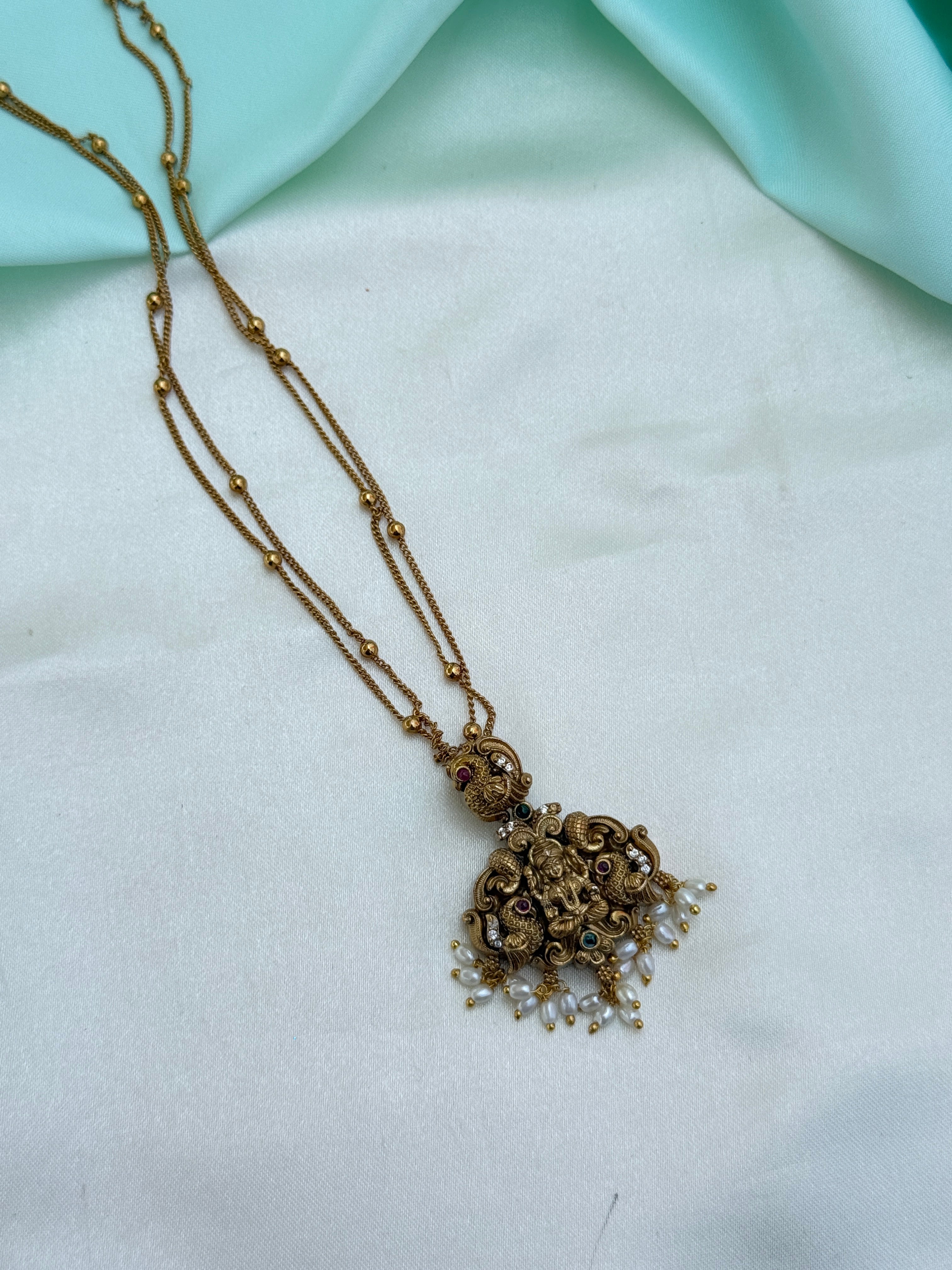 Ns771 dual peacock laksmidevi 2 lines small neckset