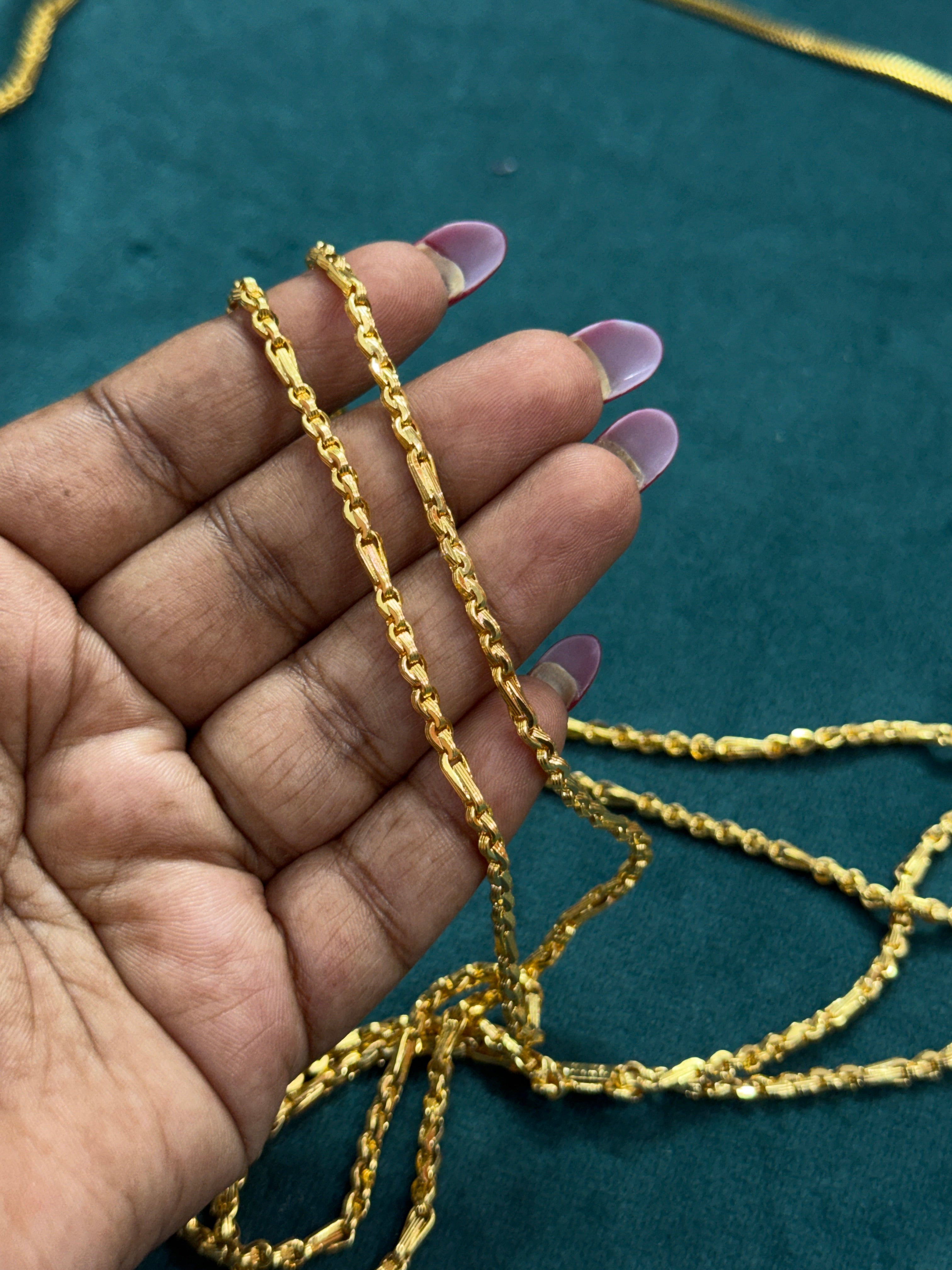 Tc036 2 lines unpolished panchaloham  thali chain