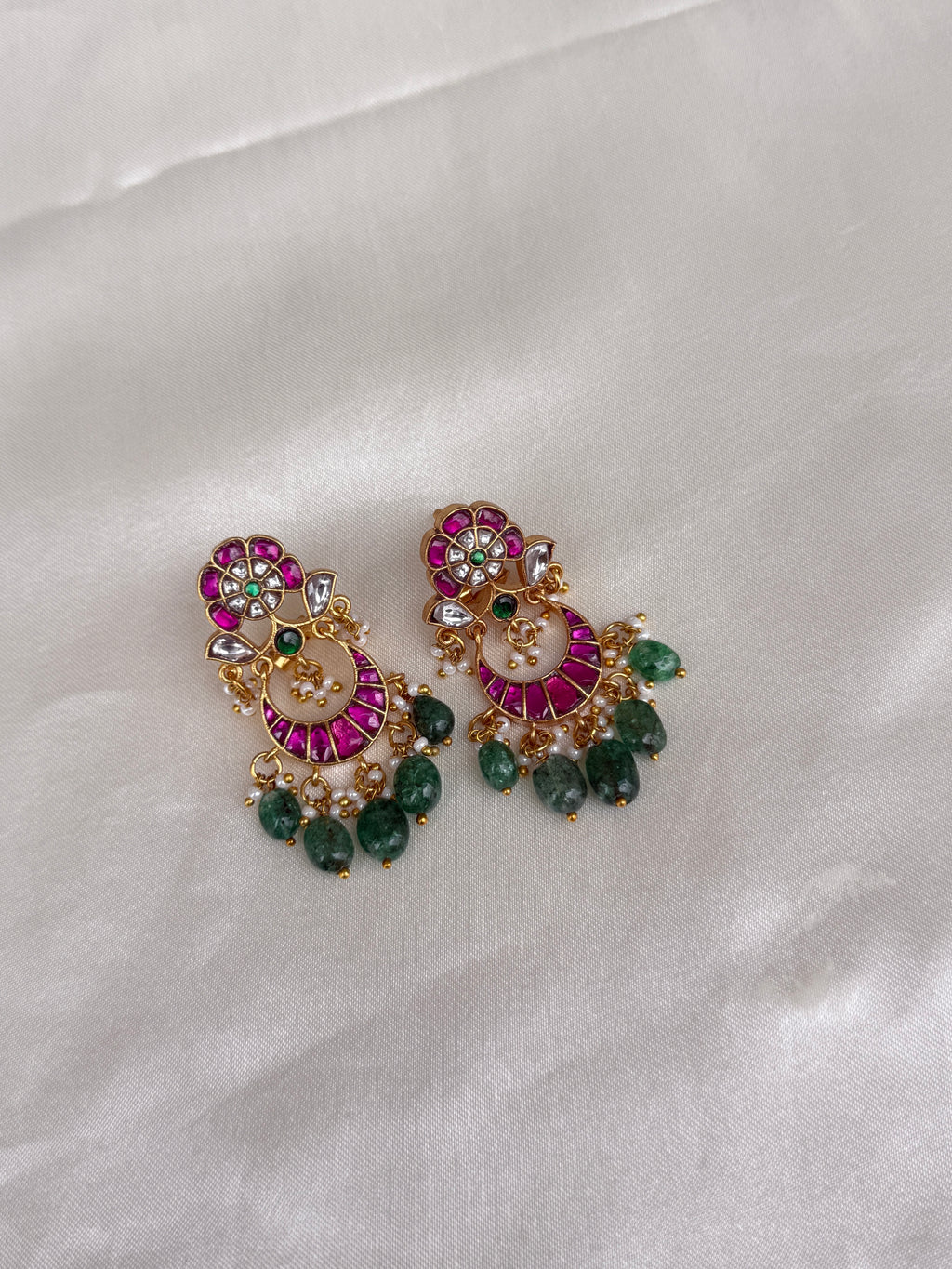 Er113 jadau Kundan chandbali earrings