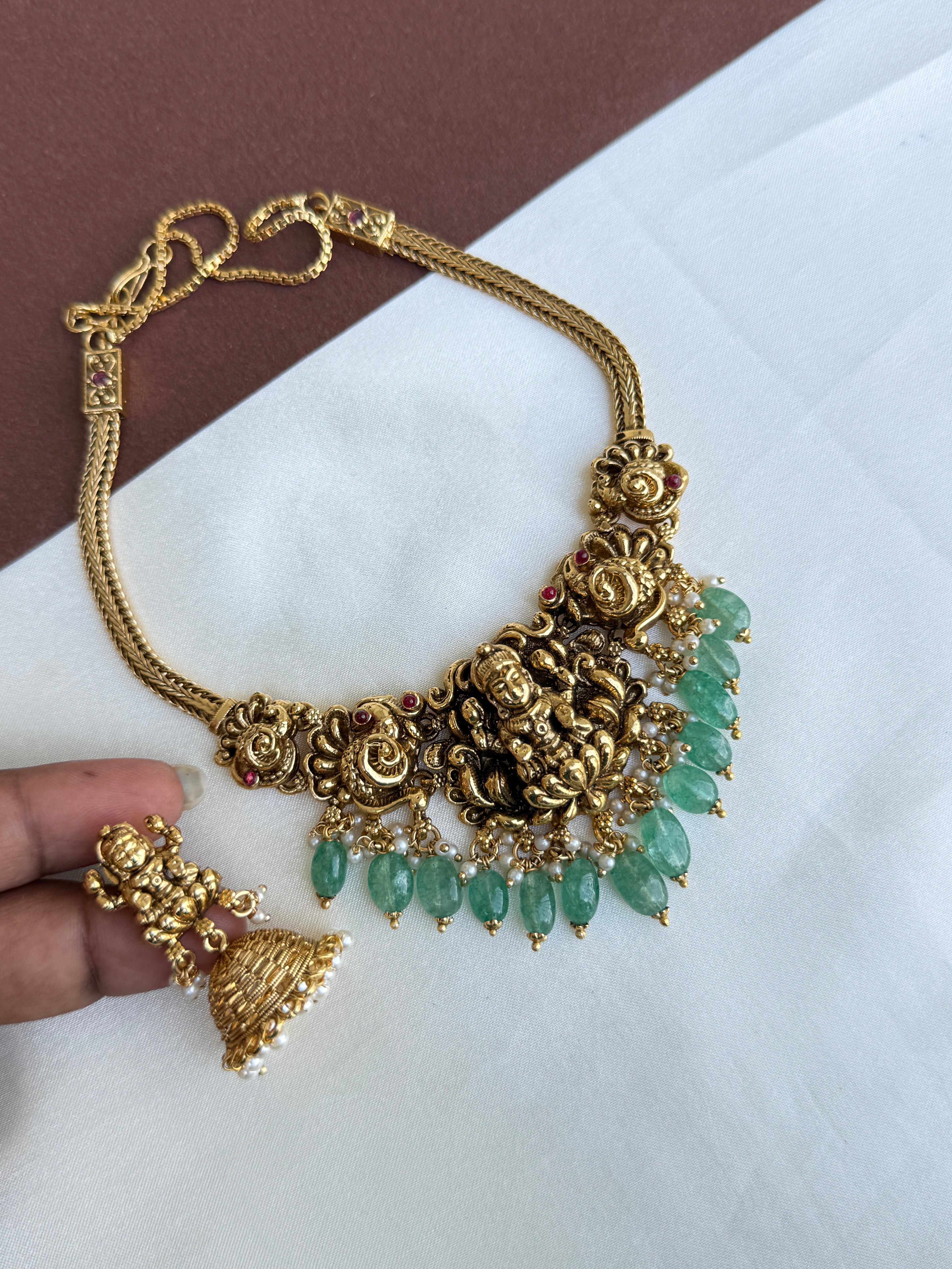 Ns406 3D nakshi lakshmi Devi neckset