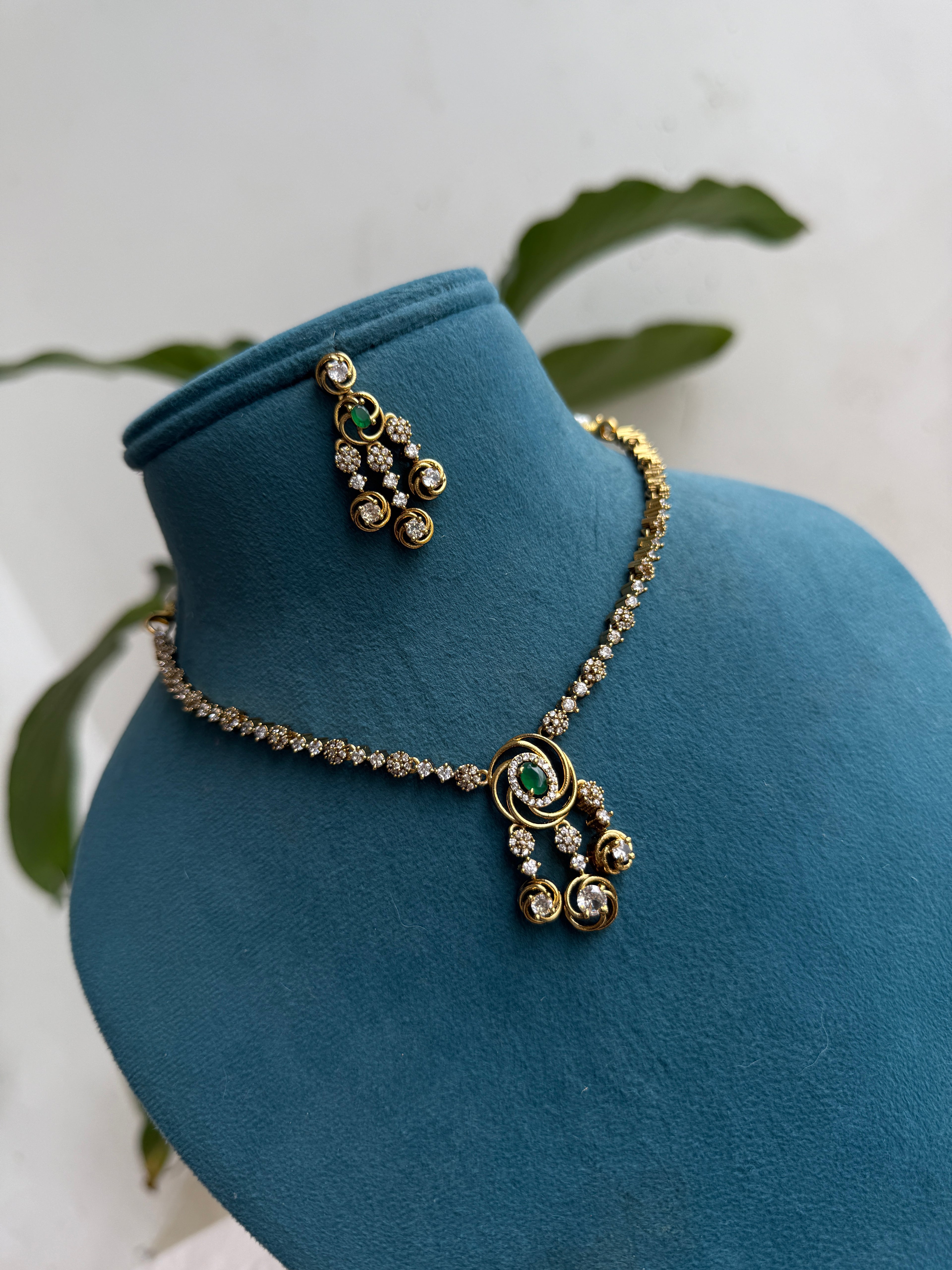 Ns454 cz neckset suits for kids and adults