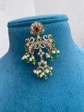 Green beads chandbali earrings