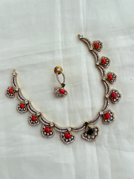 Ns211 purple corals neckset with earrings