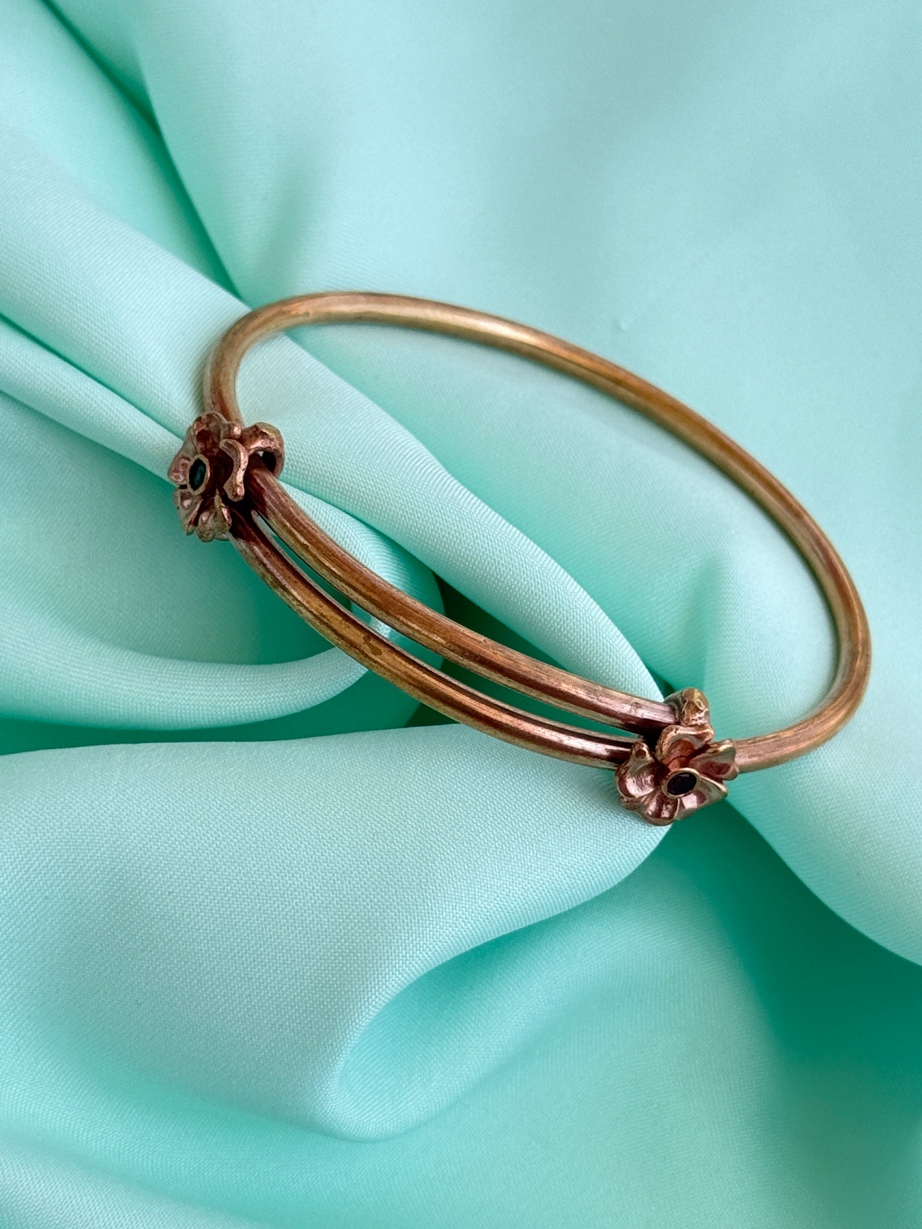 Ph550 panchaloham unpolished flowers adjustable kada bangle
