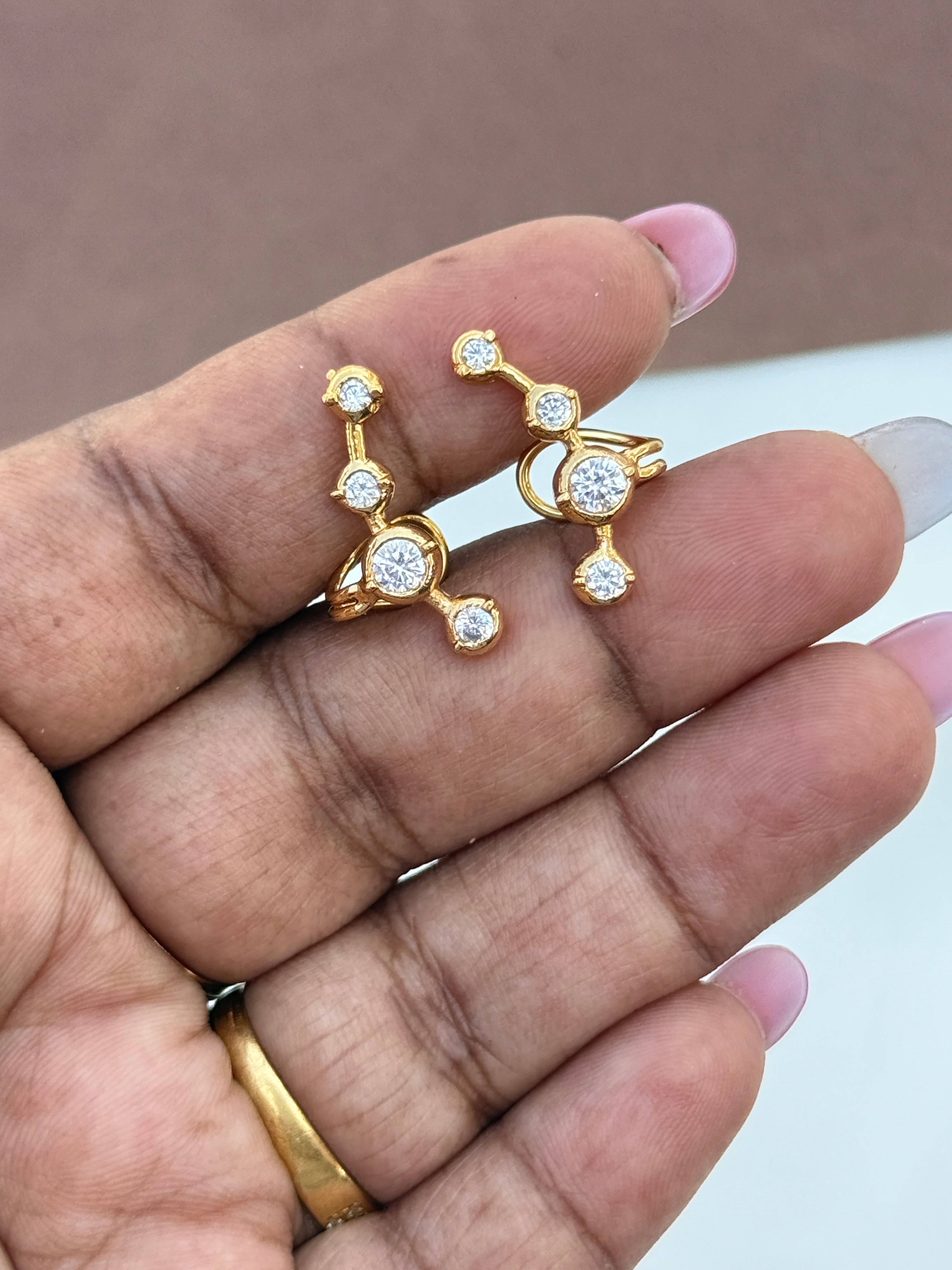Ph235 4 stones panchaloham small earcuffs with back support