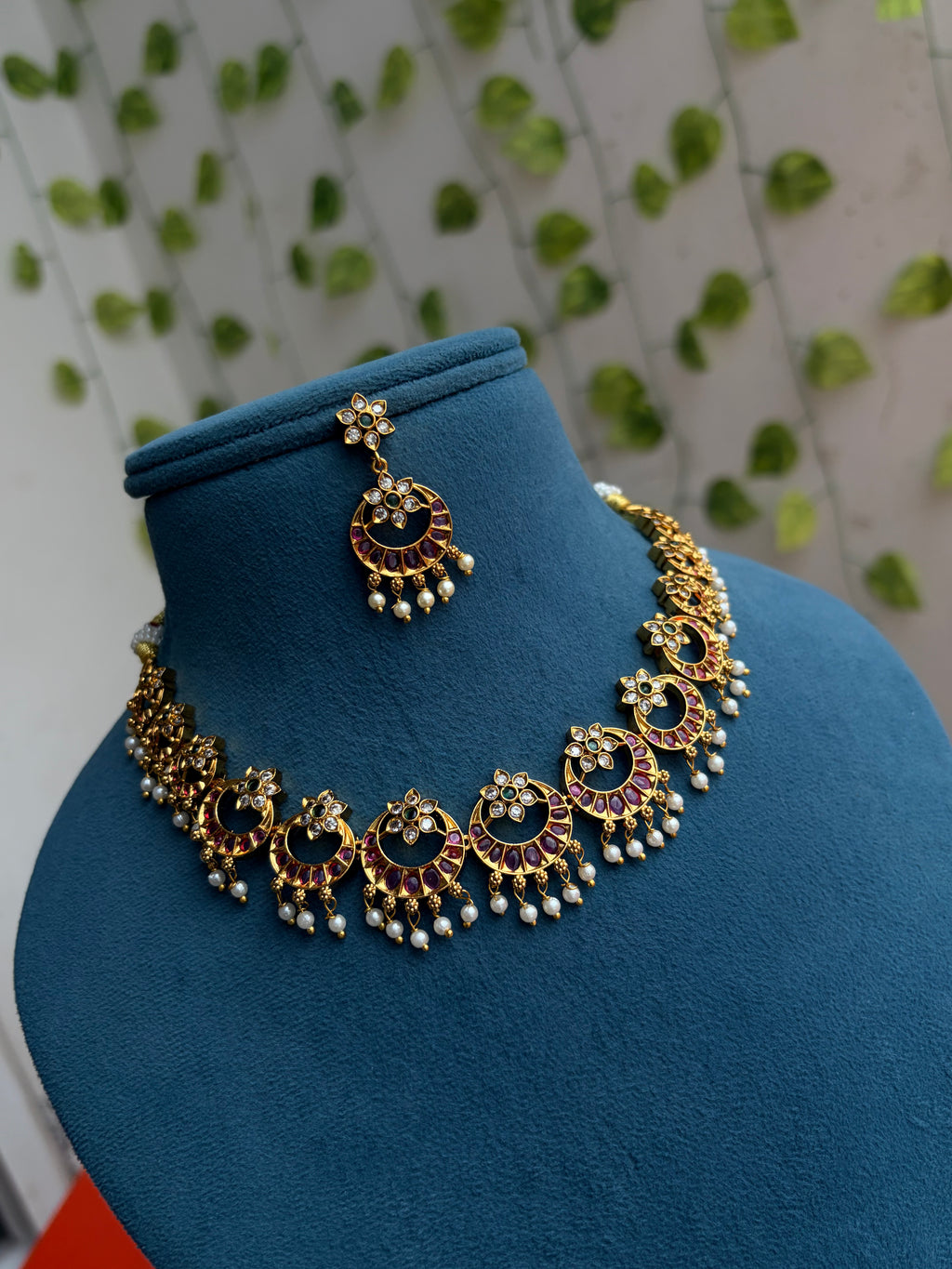 Ns894 kemp multi flowers short neckset with earrings