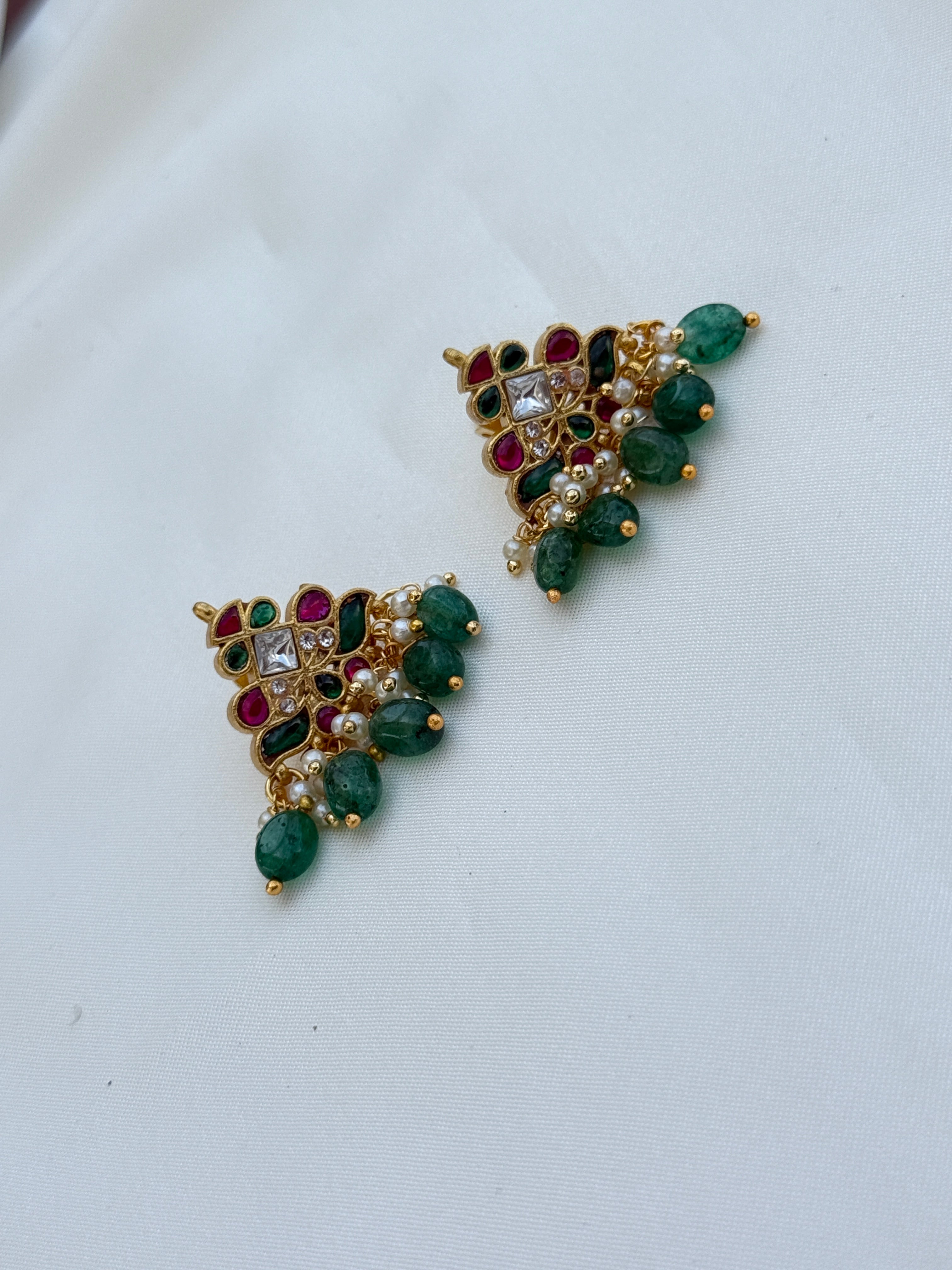 St024 jadau kundan stud hanging earrings