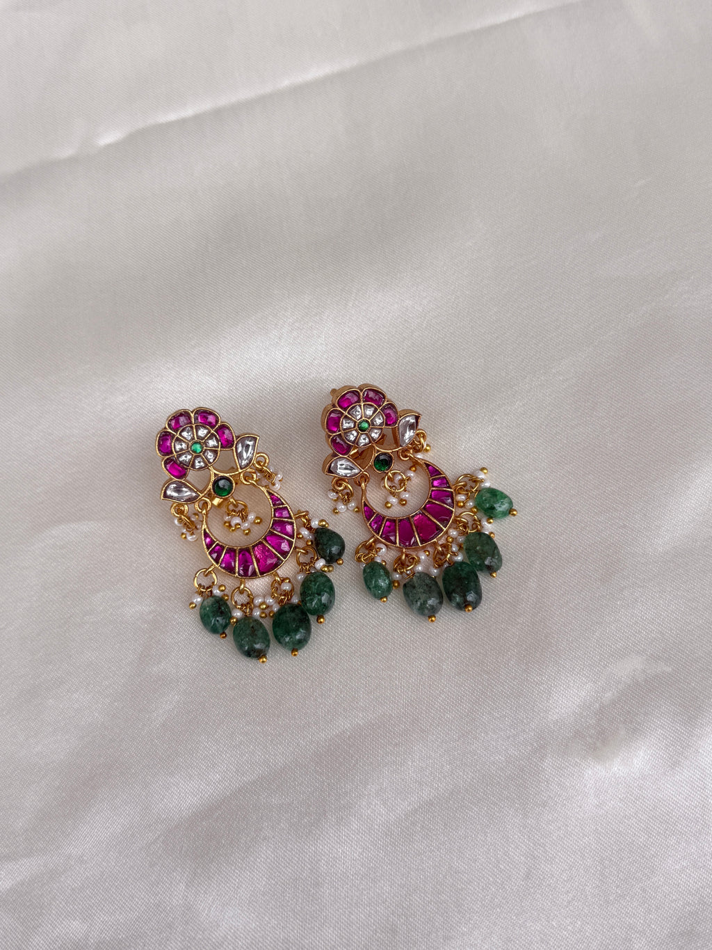 Er113 jadau Kundan chandbali earrings