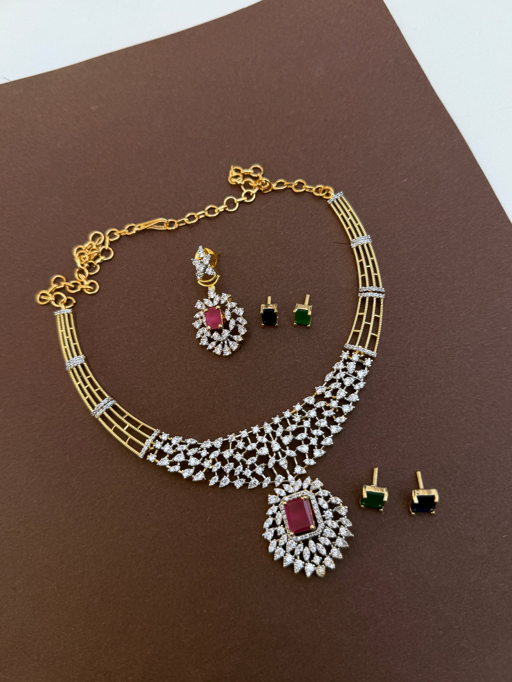 Ns745 diamond finishing changable neckset in 3 colours